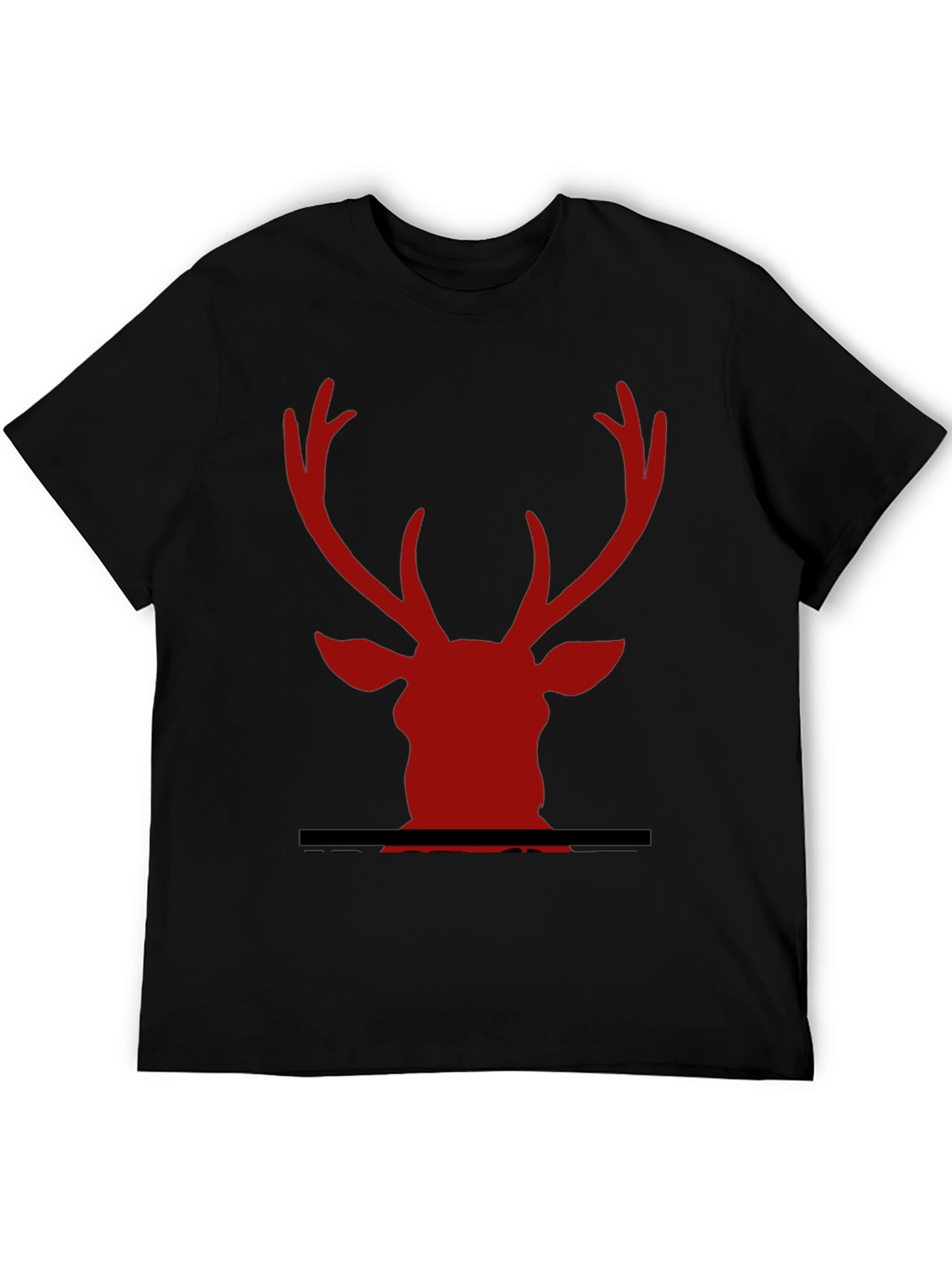 Red Deer Head Graphic Black T-Shirt