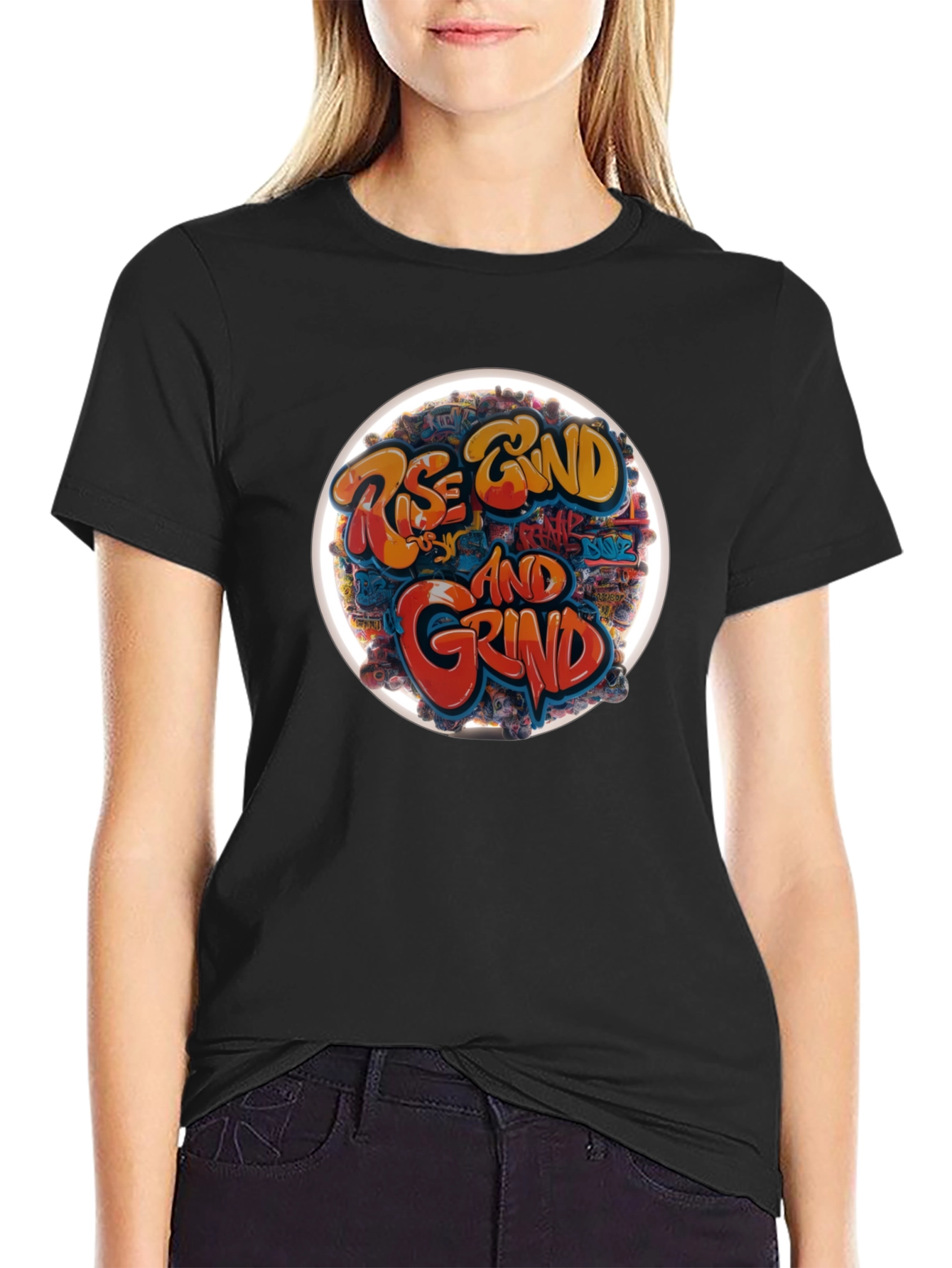 Rise & Grind Graphic T-Shirt - Black Casual Tee