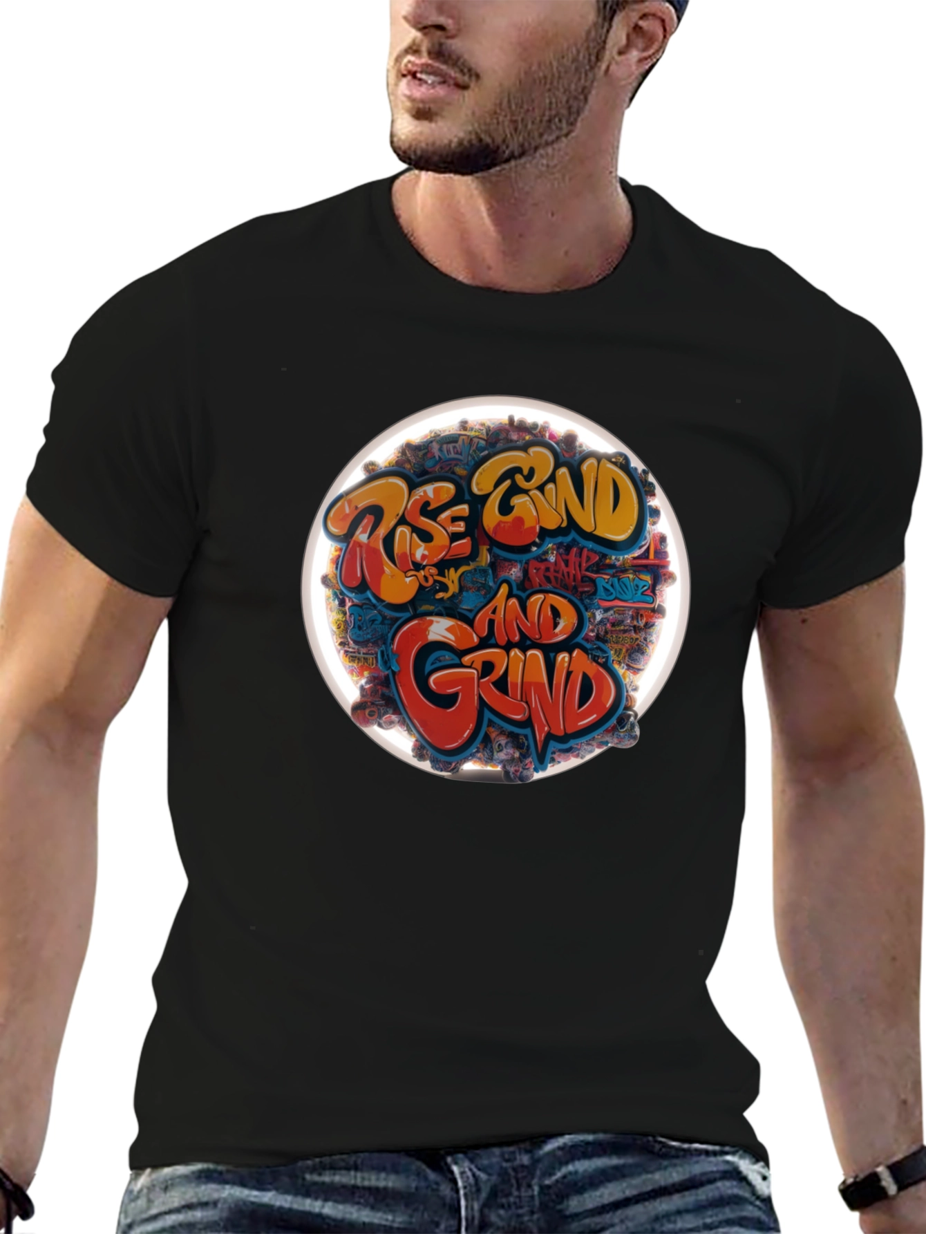 Rise & Grind Graphic T-Shirt - Black Casual Tee