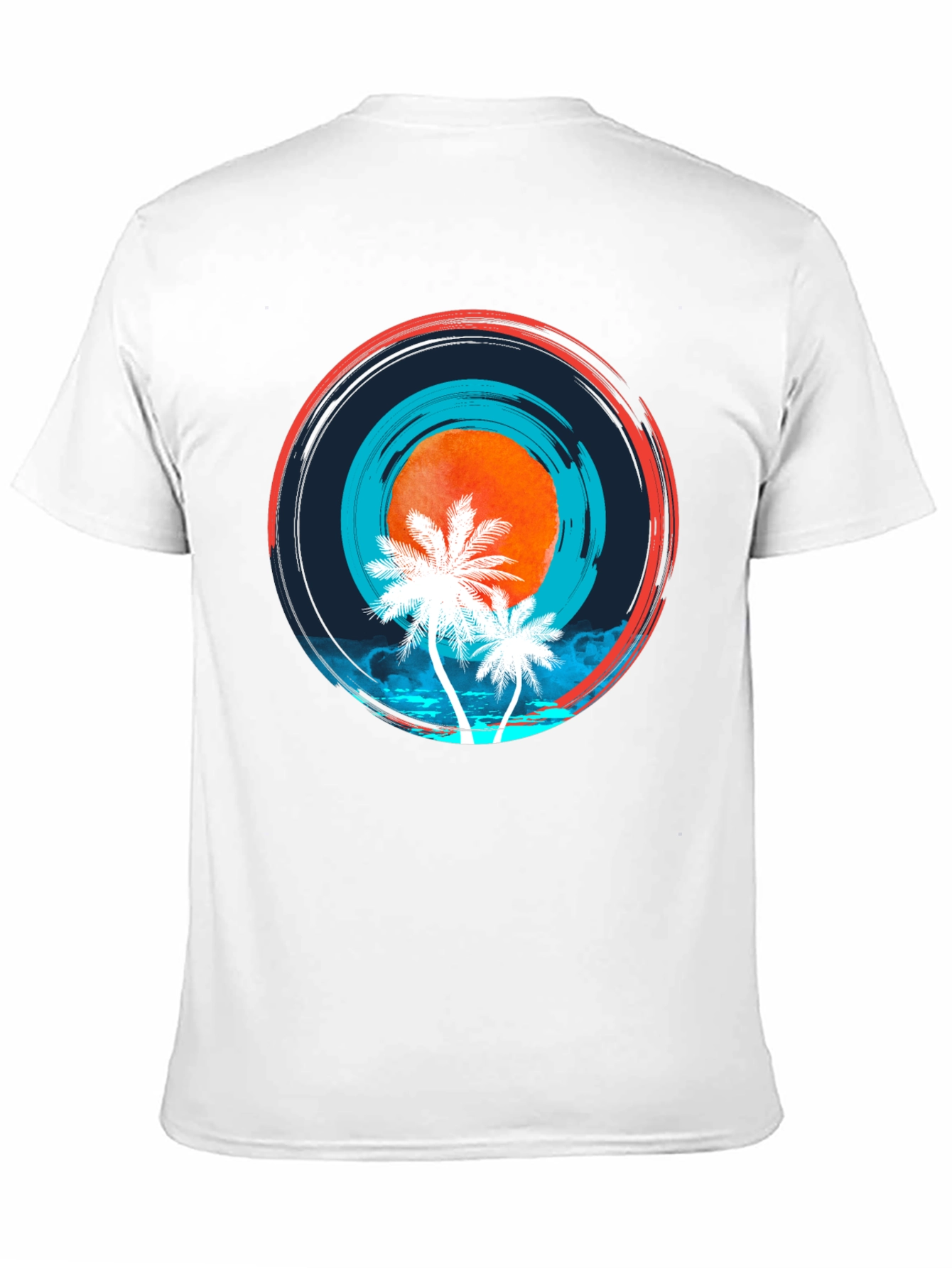 Sunset Palm Tree Graphic Black Tee