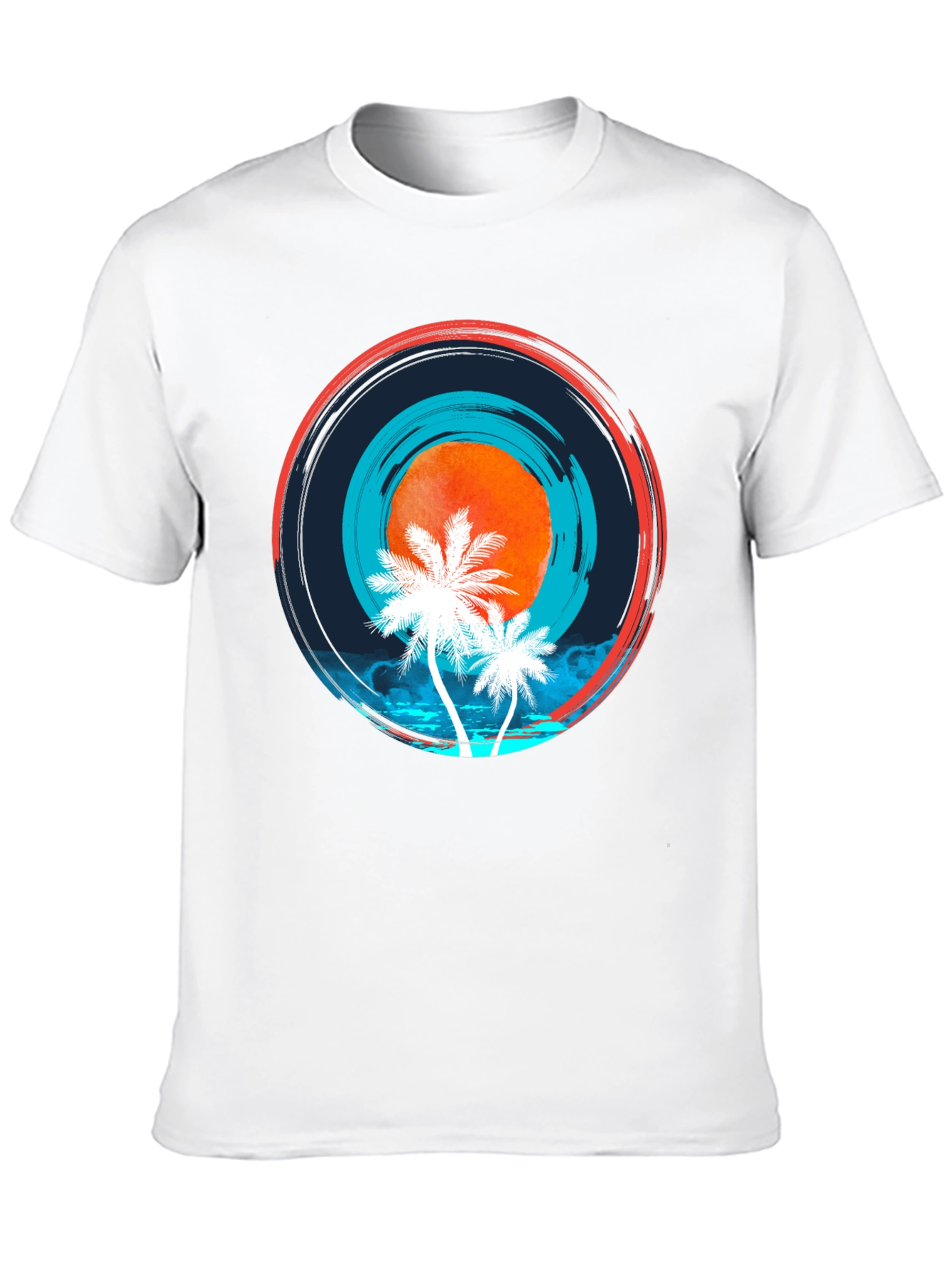 Sunset Palm Tree Graphic Black Tee