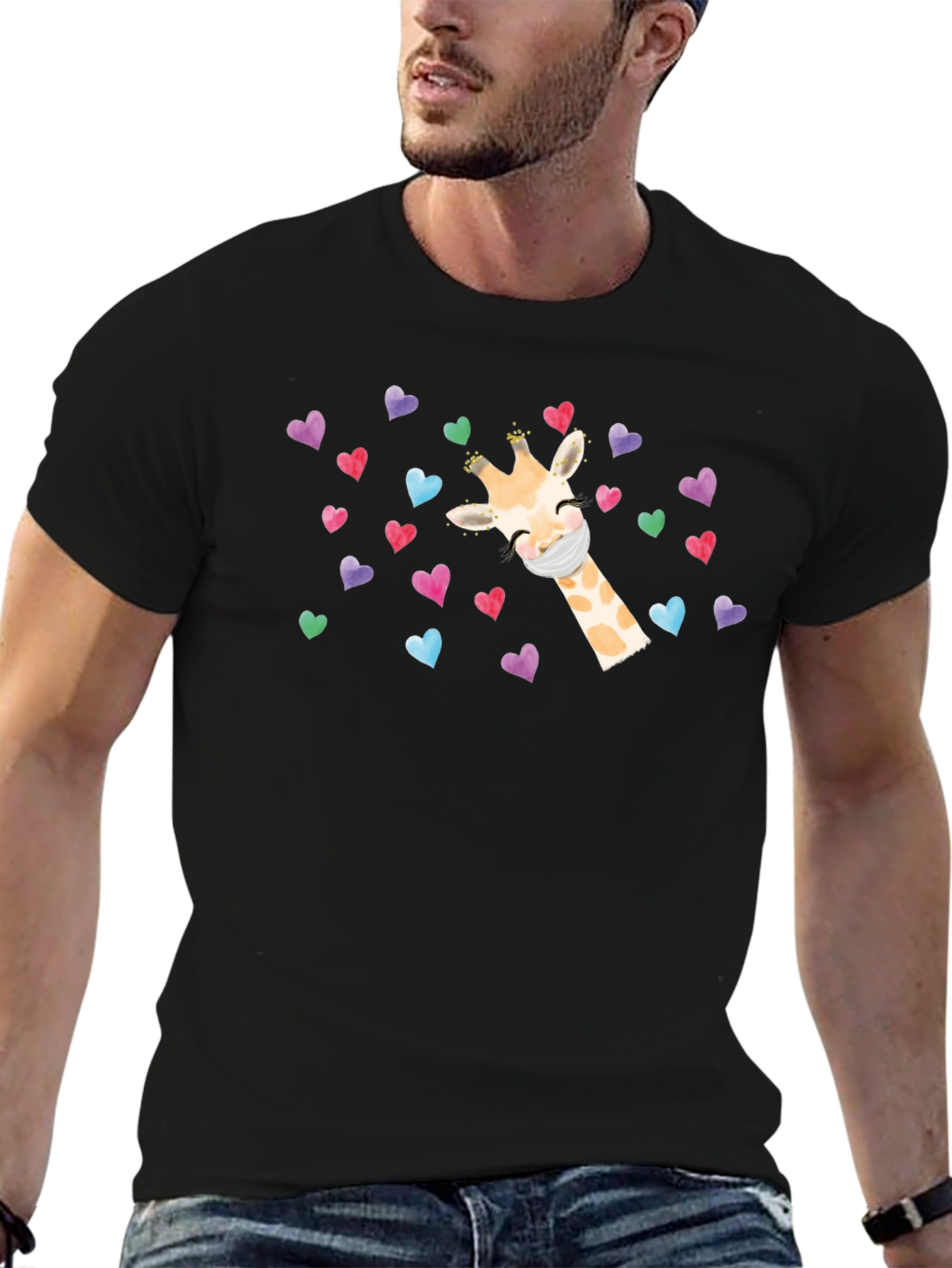 Giraffe Heart Mask T-Shirt - Cute Valentines Day Tee