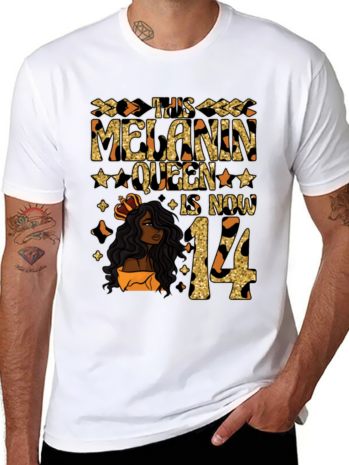 Melanin Queen 14th Birthday T-Shirt