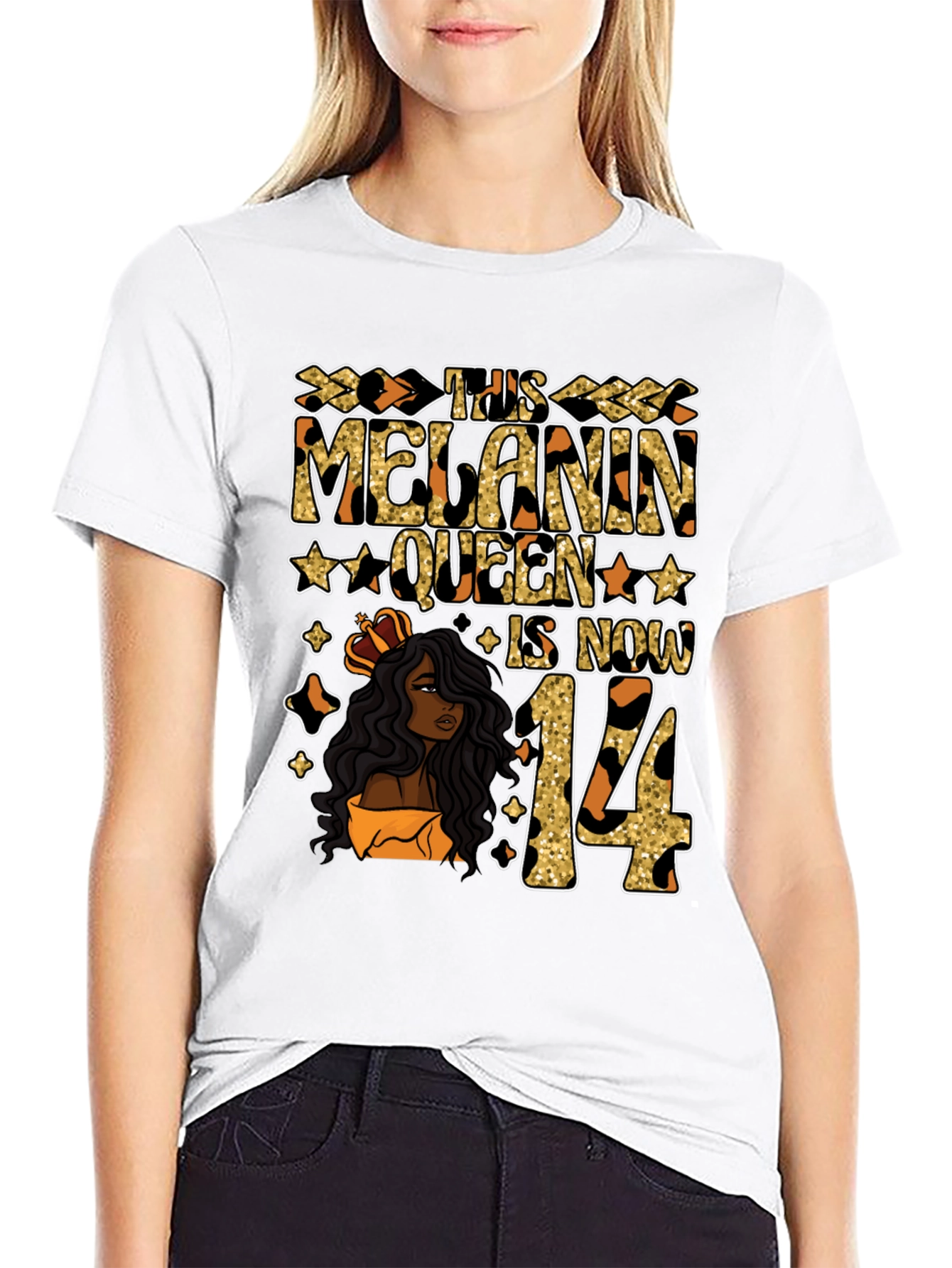 Melanin Queen 14th Birthday T-Shirt