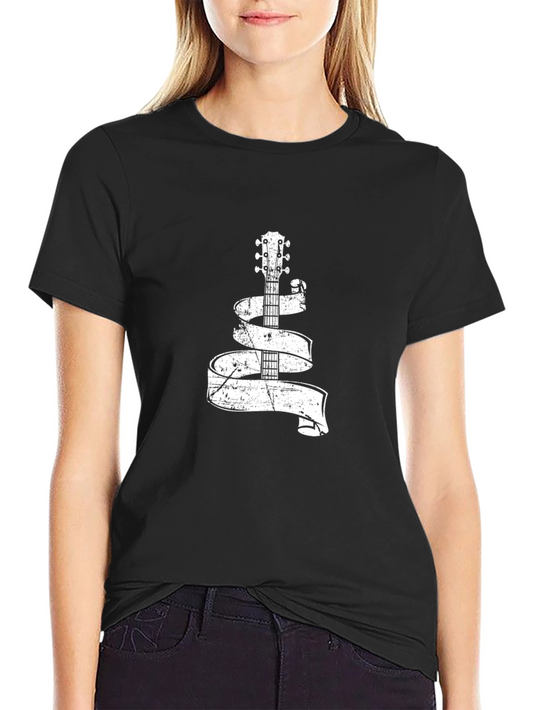 Guitar Ribbon Graphic Tee - Black
