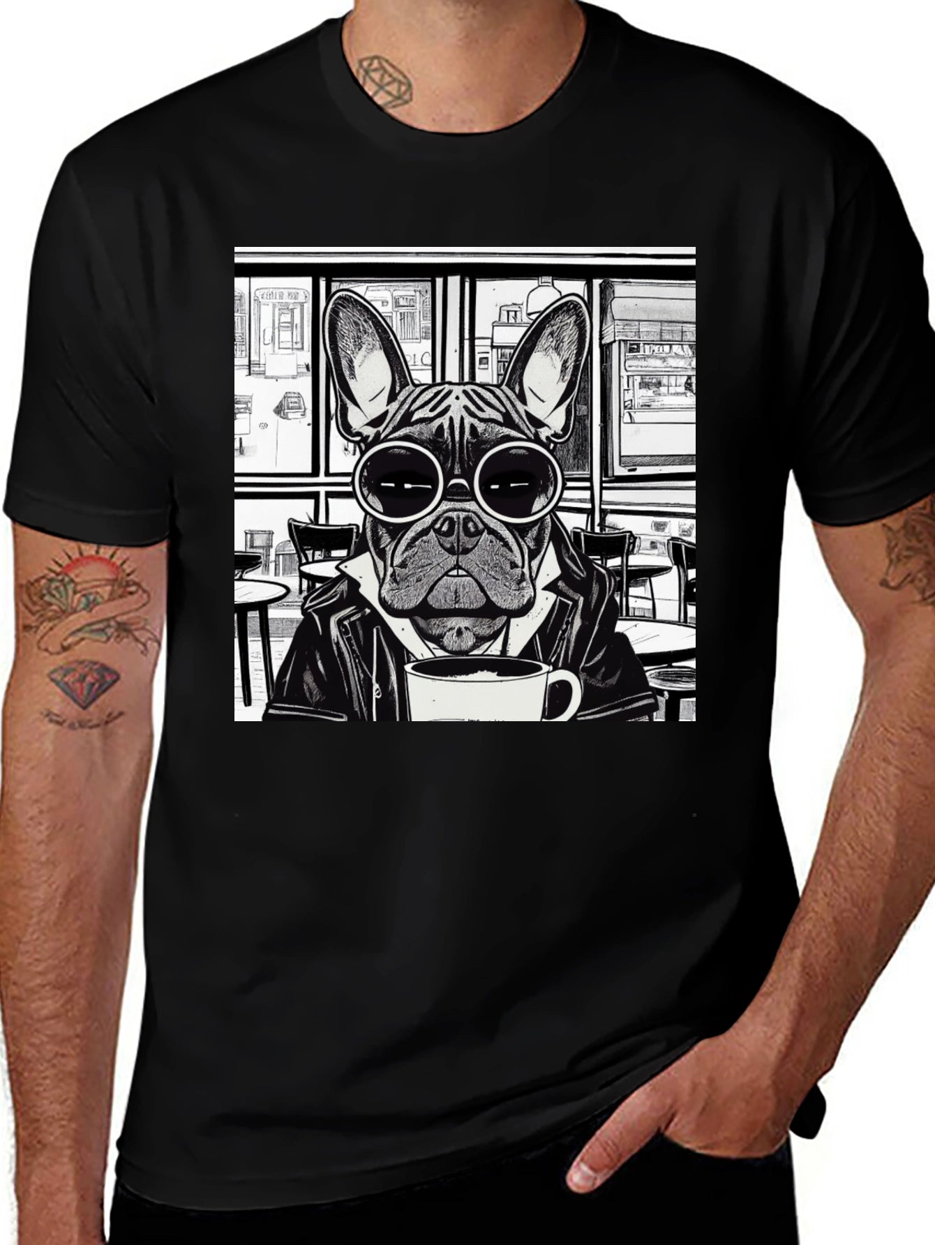 Cool Dog T-Shirt - Frenchie Coffee Lover