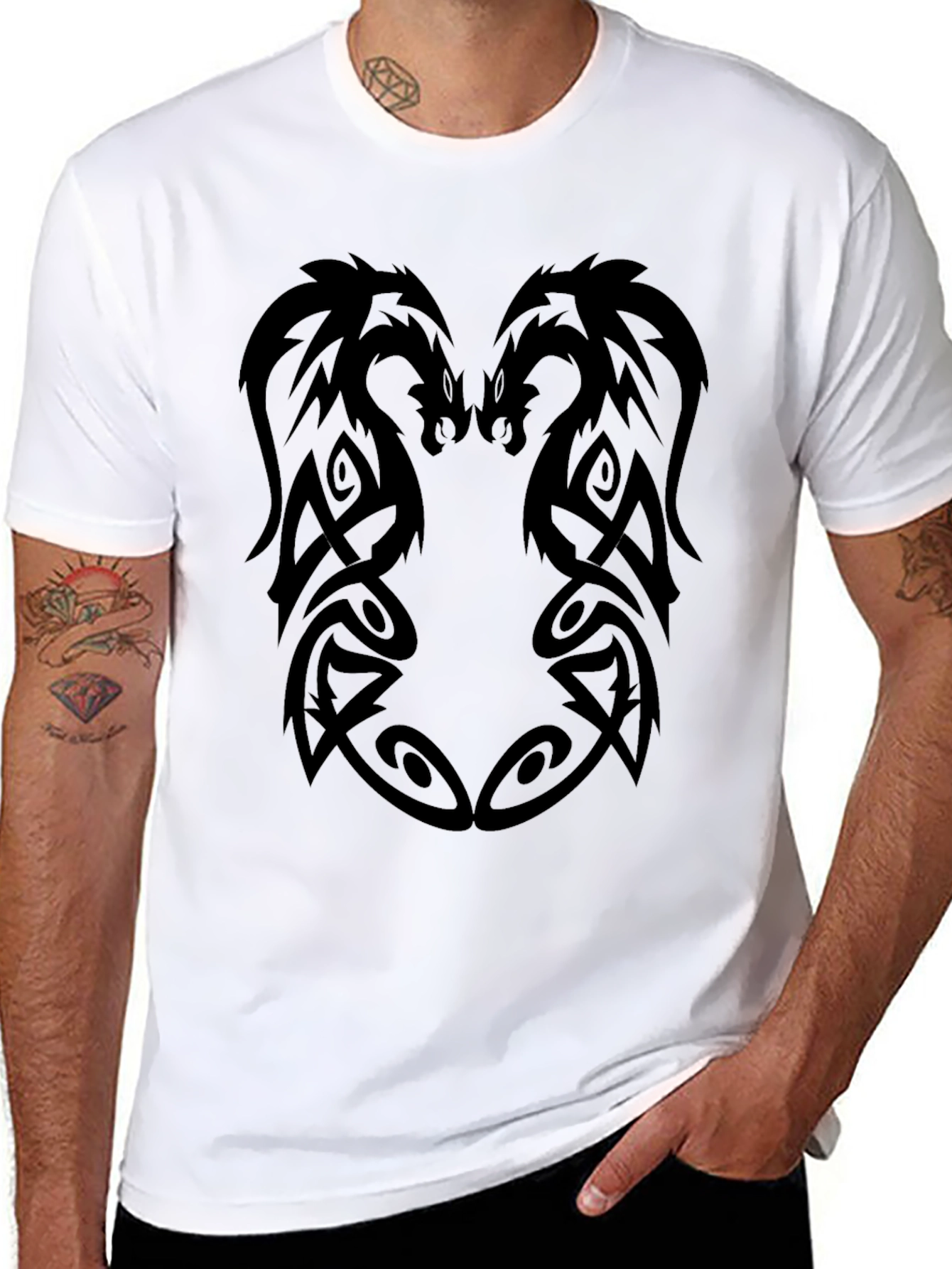 Tribal Dragon Graphic Black T-Shirt