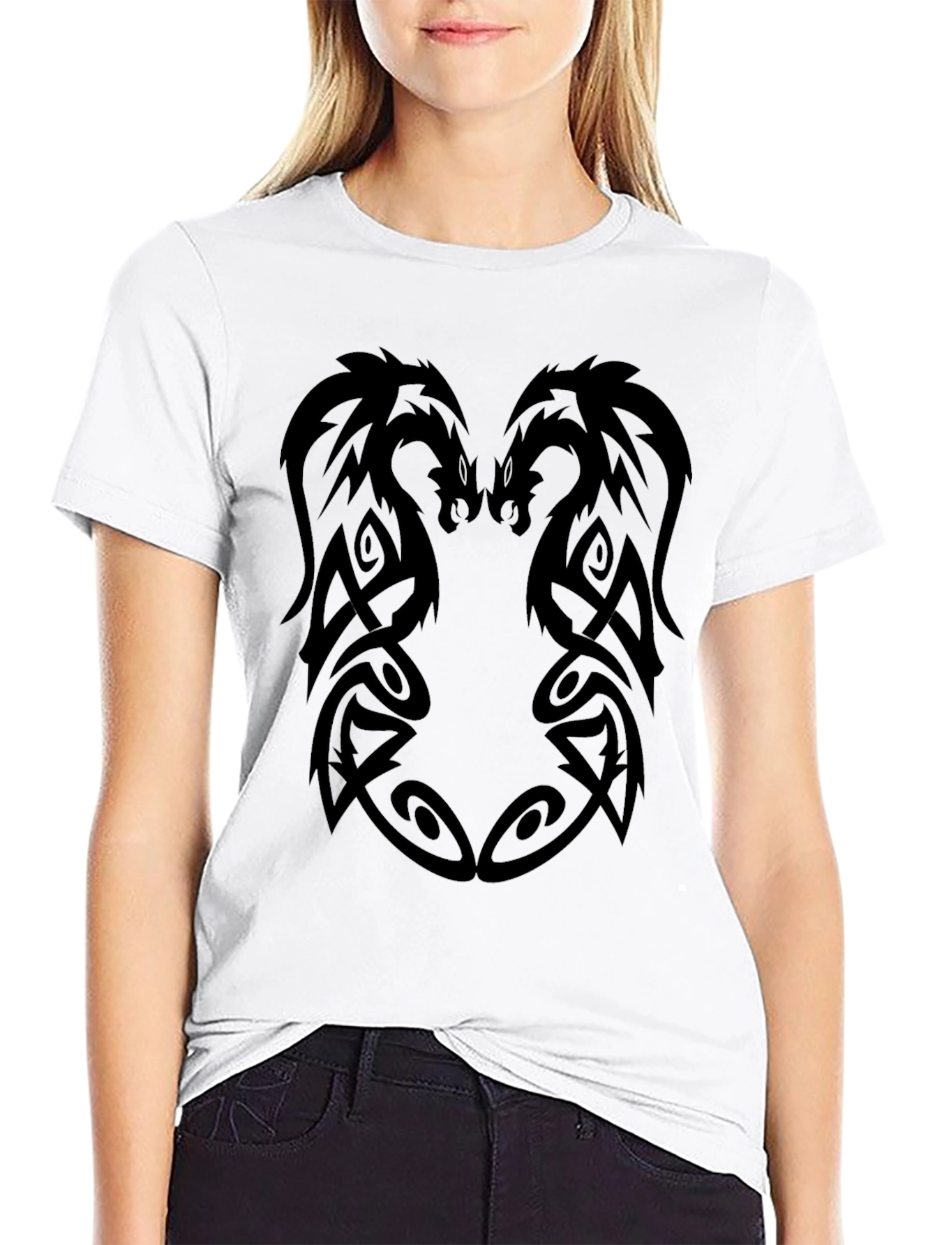 Tribal Dragon Graphic Black T-Shirt