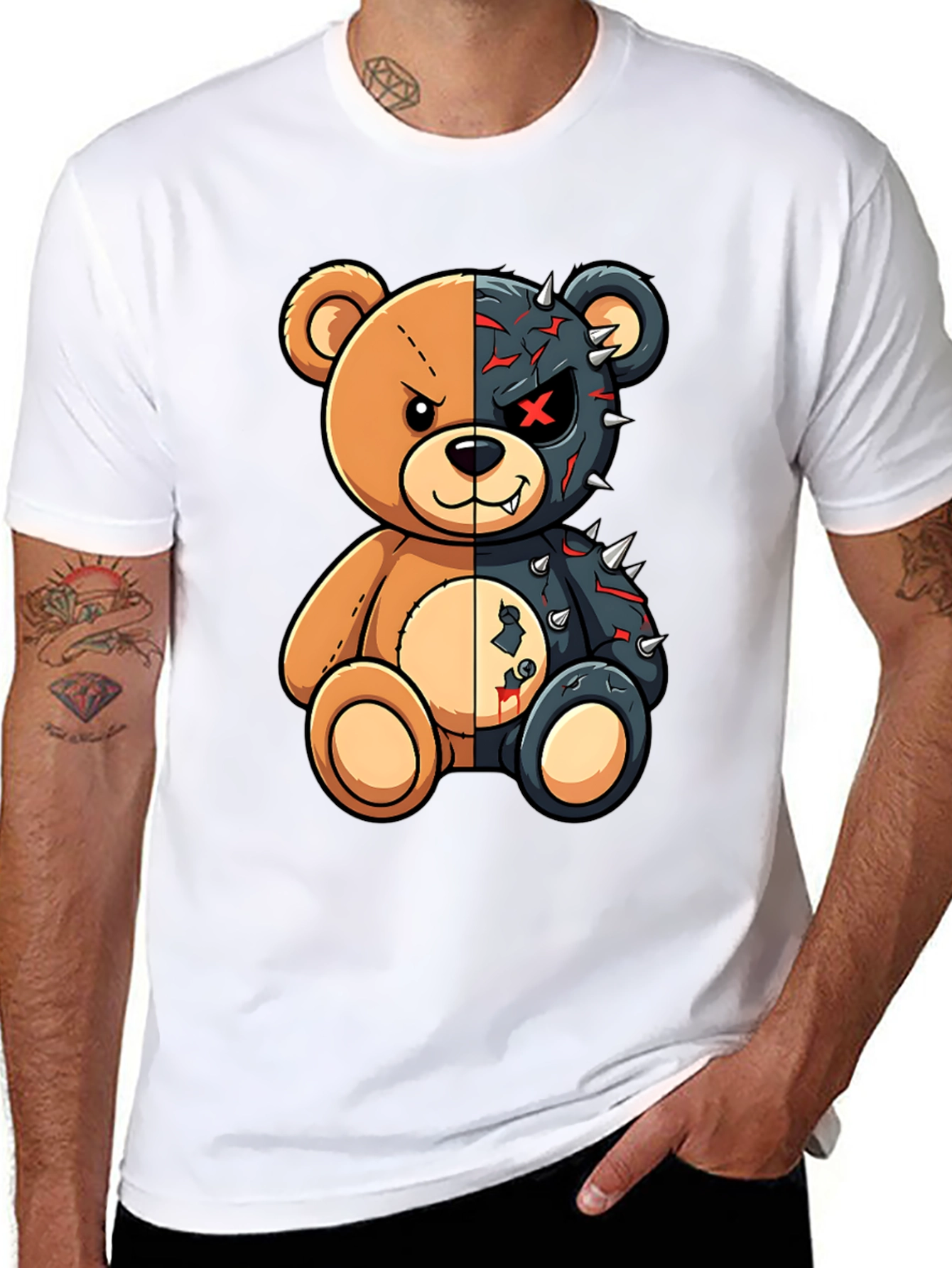 Two-Faced Teddy Bear Graphic T-Shirt