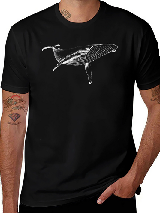 Whale Graphic Tee - Black Cotton Blend