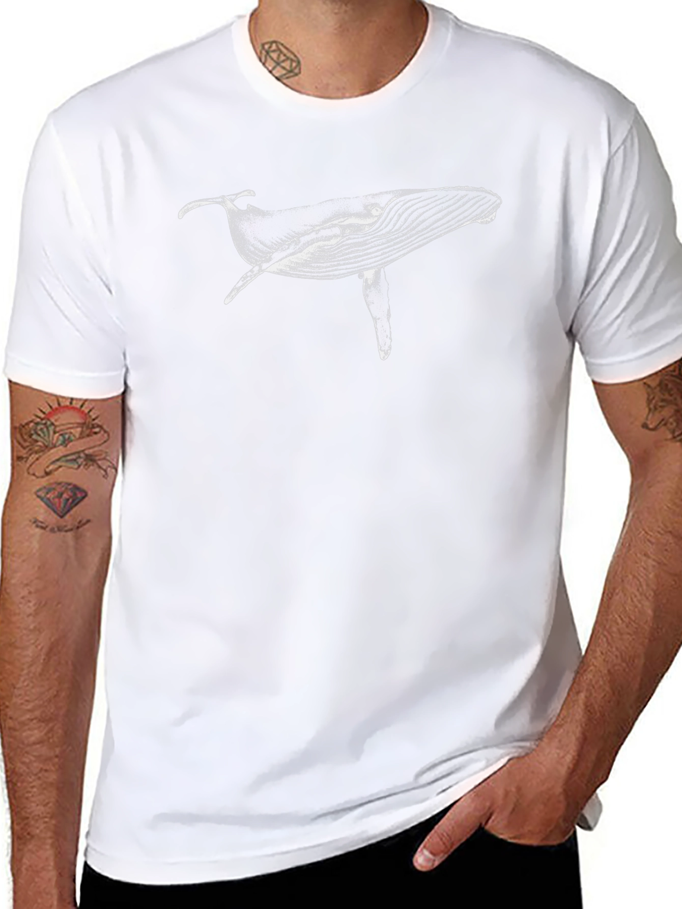 Whale Graphic Tee - Black Cotton Blend