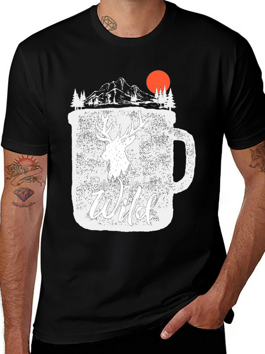 Born To Be Wild Deer Graphic Tee - Black