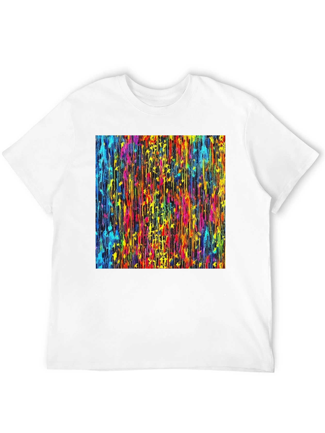 Vibrant Dripping Paint Graphic Tee - Artsy Black T-Shirt