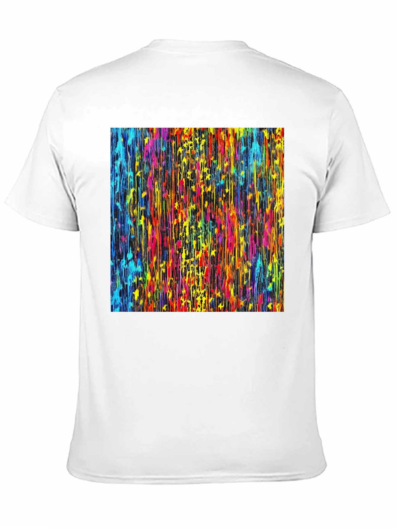 Vibrant Dripping Paint Graphic Tee - Artsy Black T-Shirt