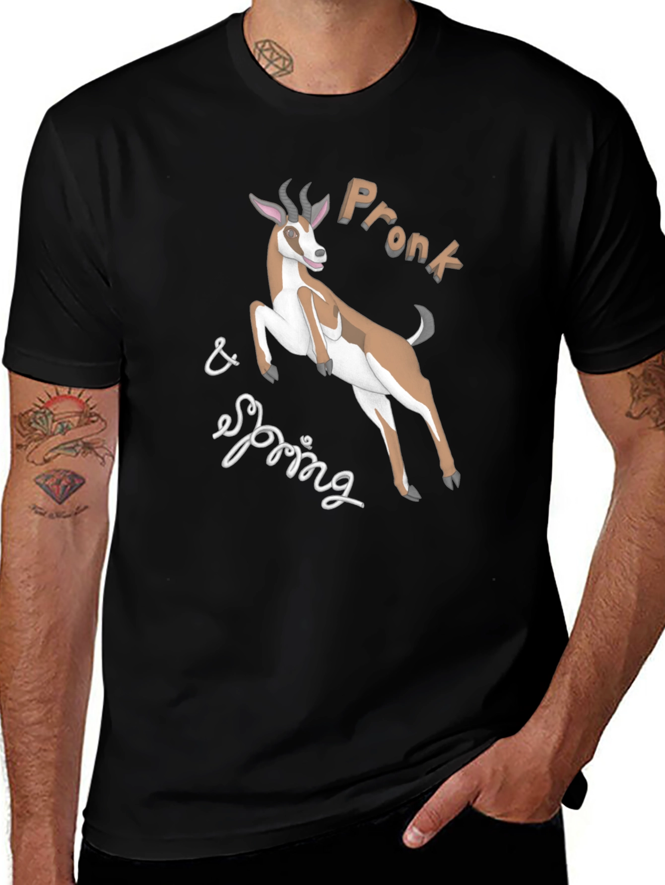 Prong & Springbok Graphic Tee - Black