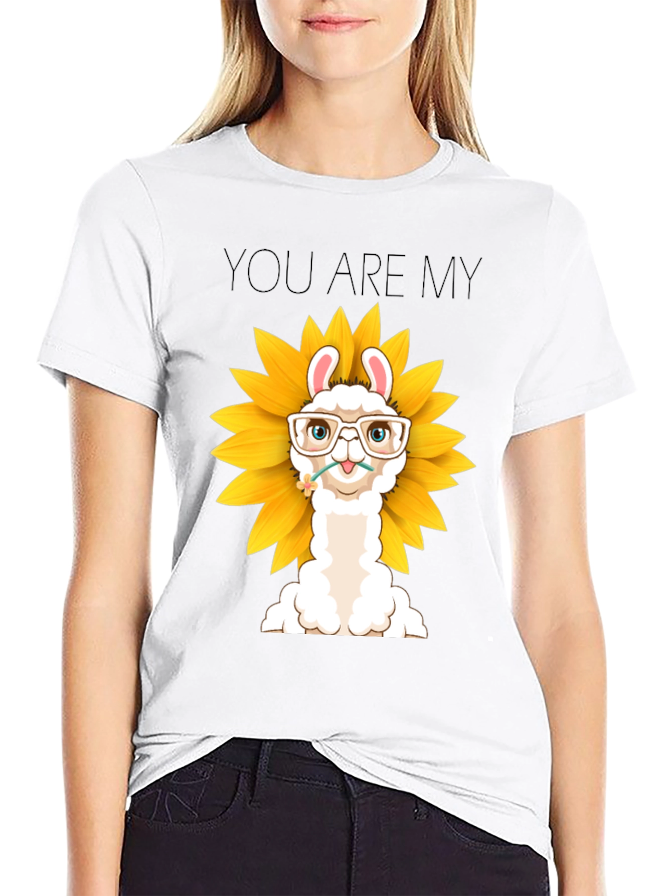 Sunflower Llama Graphic T-Shirt - You Are My Sunshine