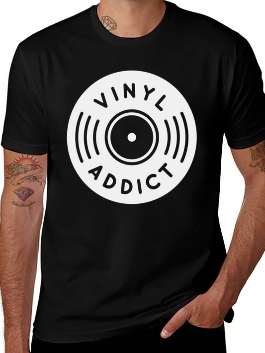 Vinyl Addict Graphic Tee - Black Cotton T-Shirt