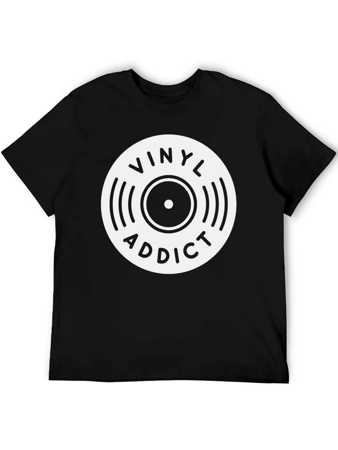 Vinyl Addict Graphic Tee - Black Cotton T-Shirt