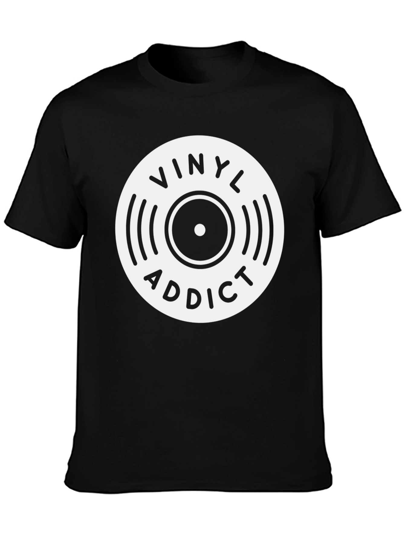 Vinyl Addict Graphic Tee - Black Cotton T-Shirt