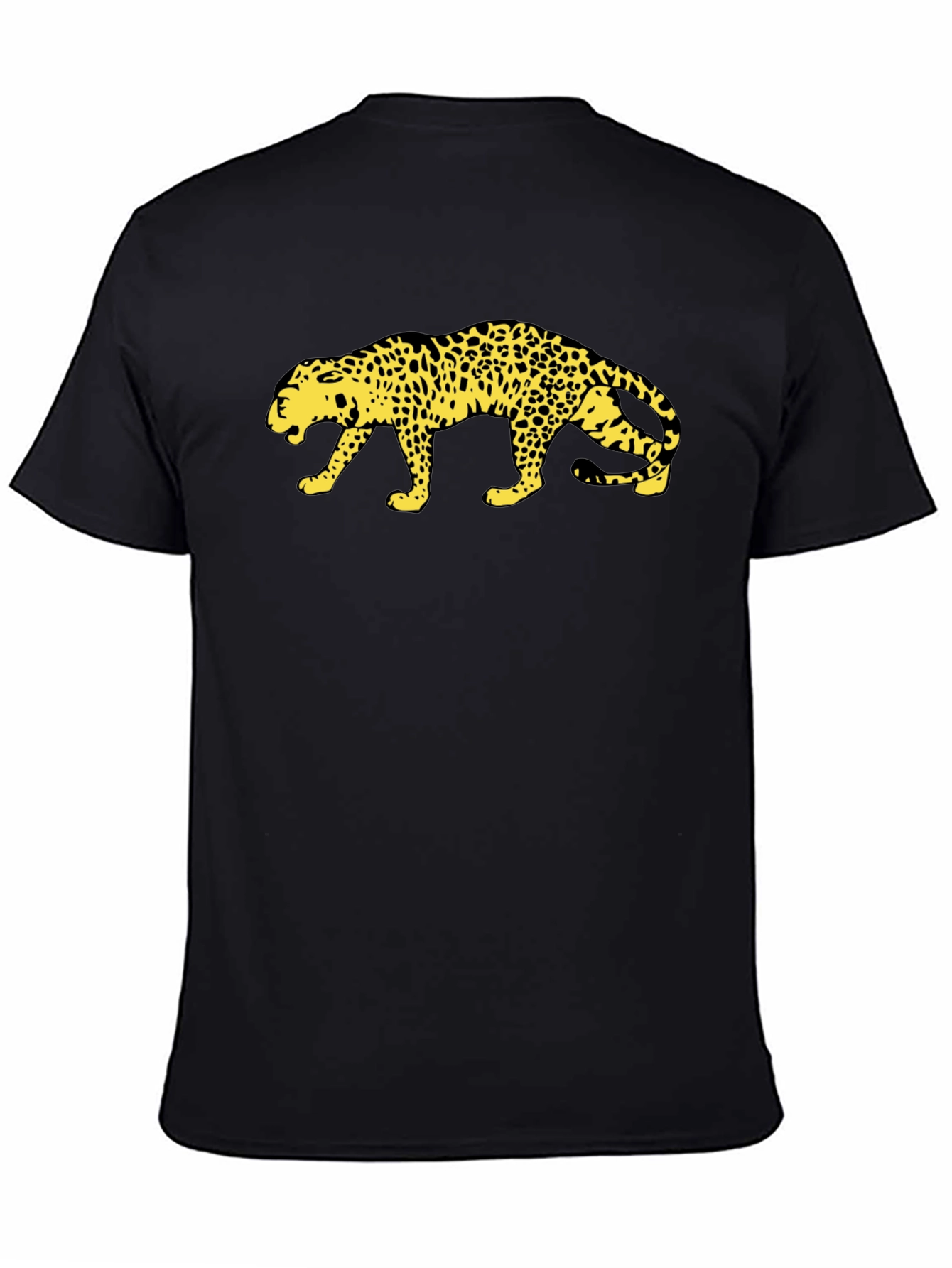 Bold Leopard Print Black Cotton T-Shirt