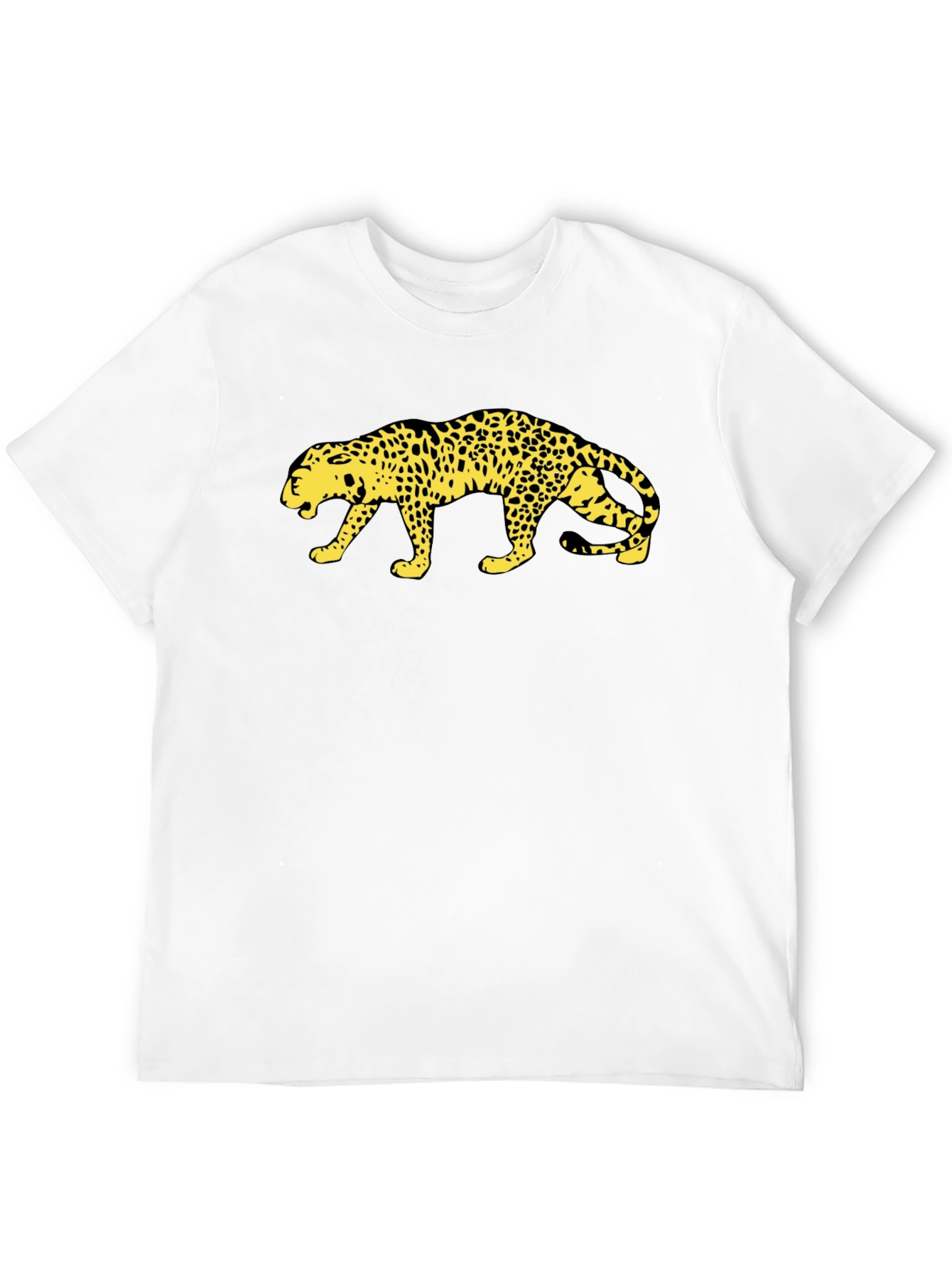 Bold Leopard Print Black Cotton T-Shirt