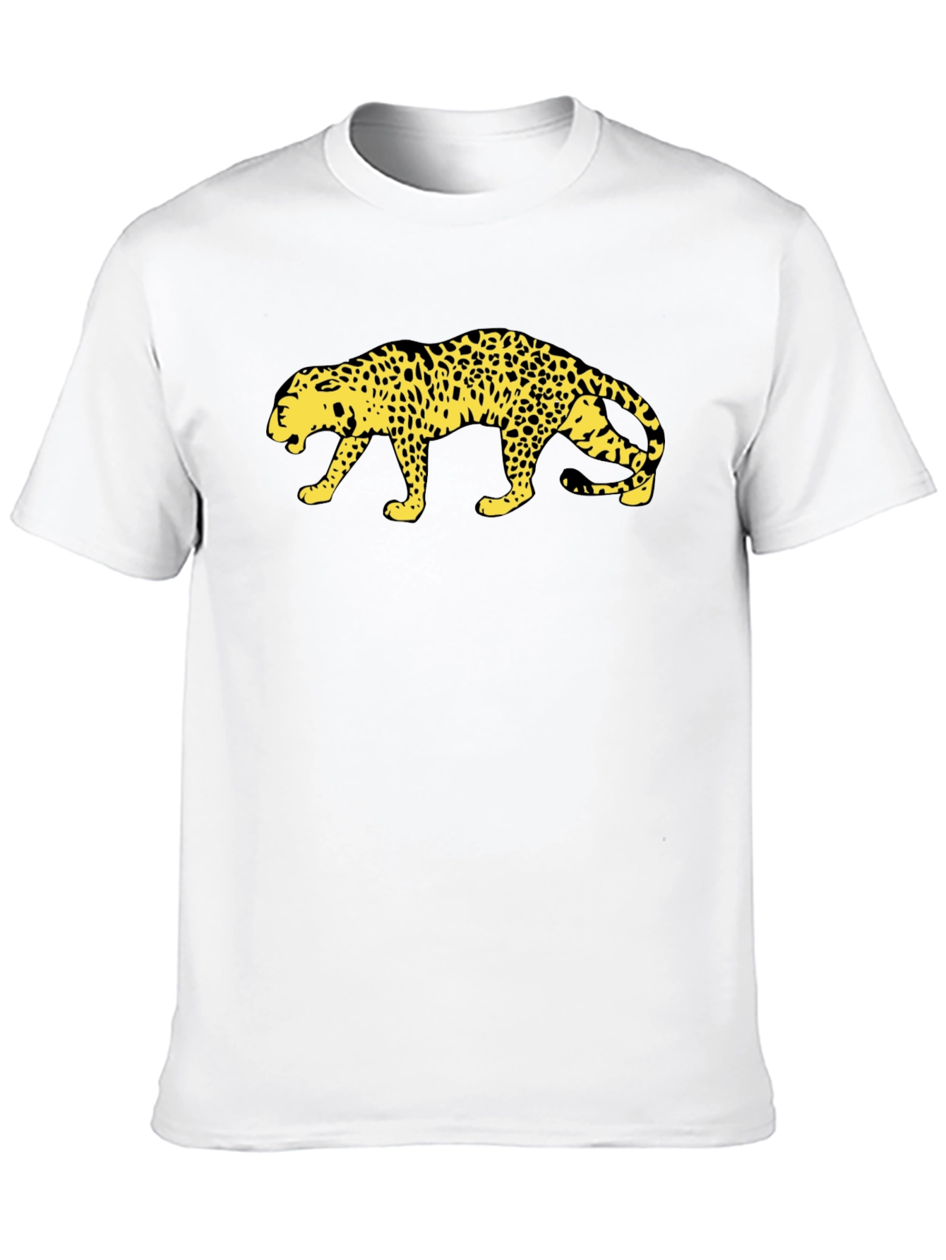 Bold Leopard Print Black Cotton T-Shirt