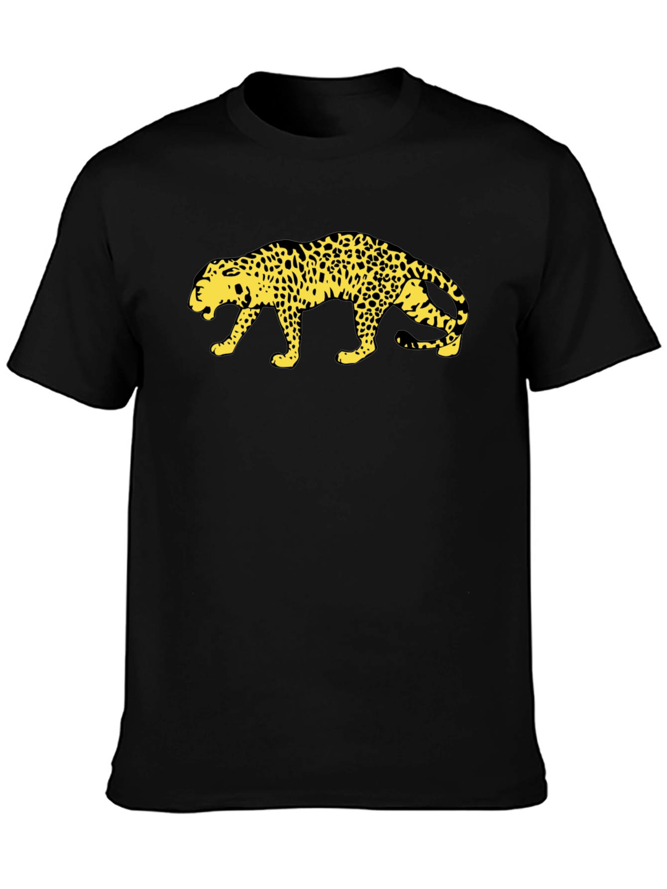 Bold Leopard Print Black Cotton T-Shirt