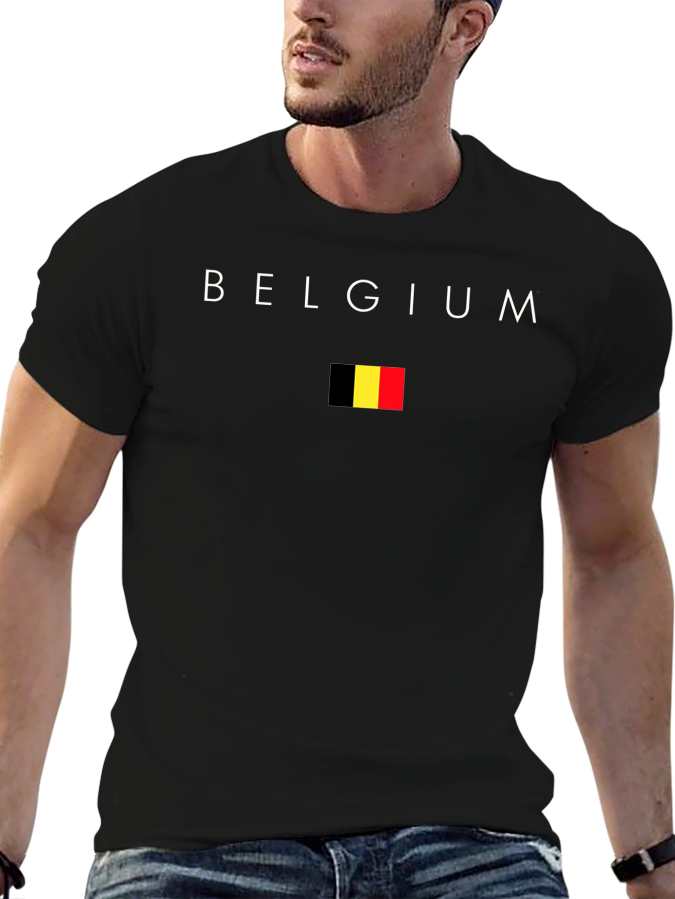 Belgium Flag Graphic Tee - Black T-Shirt