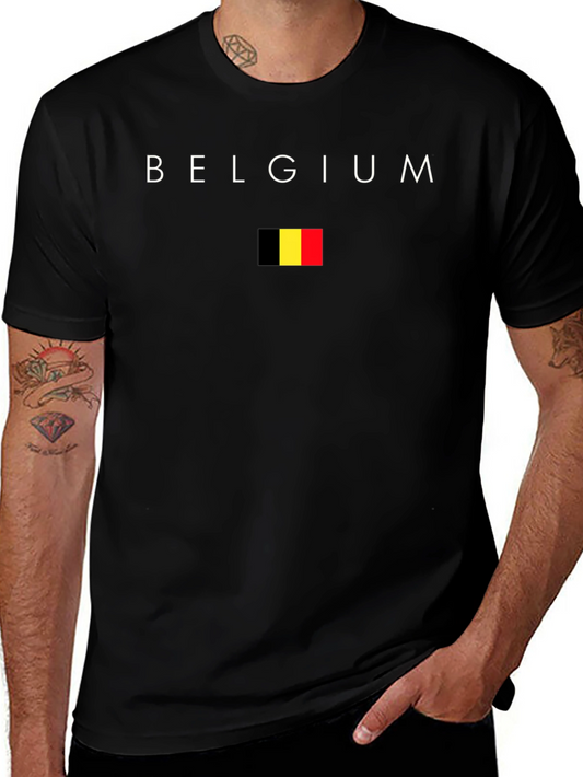 Belgium Flag Graphic Tee - Black T-Shirt