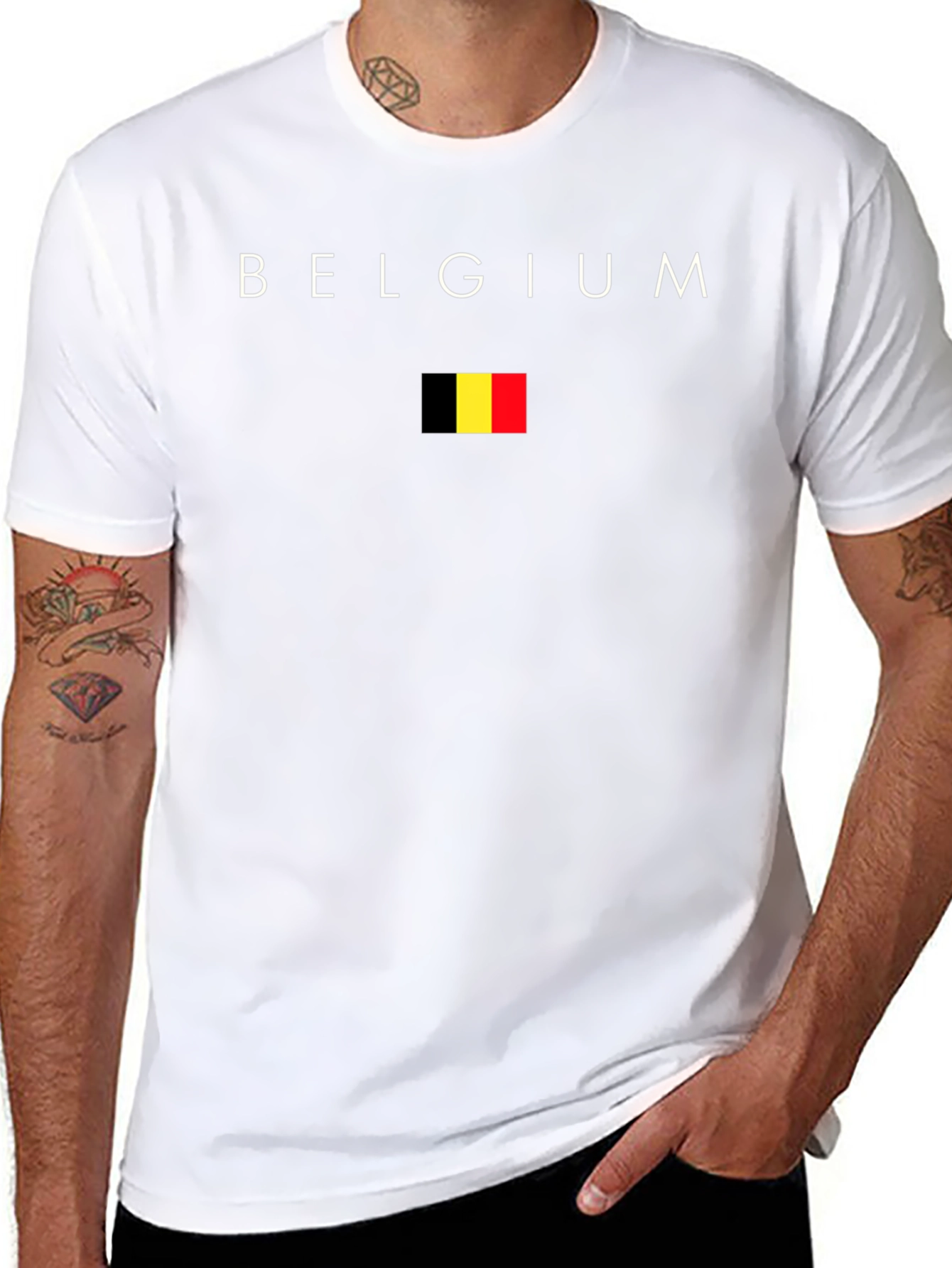 Belgium Flag Graphic Tee - Black T-Shirt
