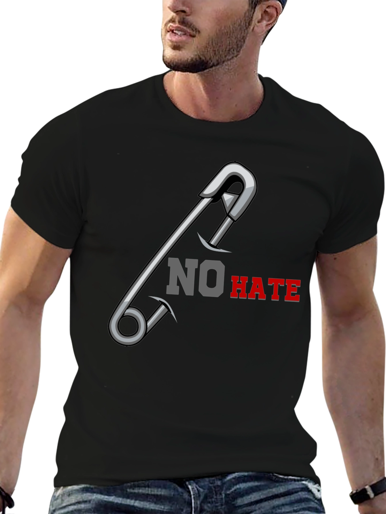 No Hate Safety Pin Graphic T-Shirt
