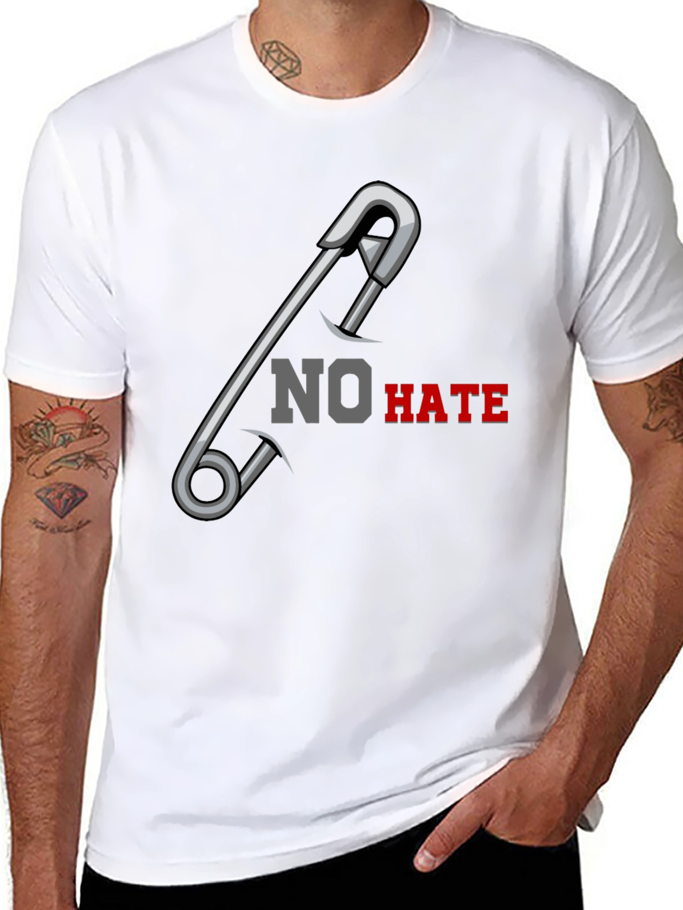 No Hate Safety Pin Graphic T-Shirt