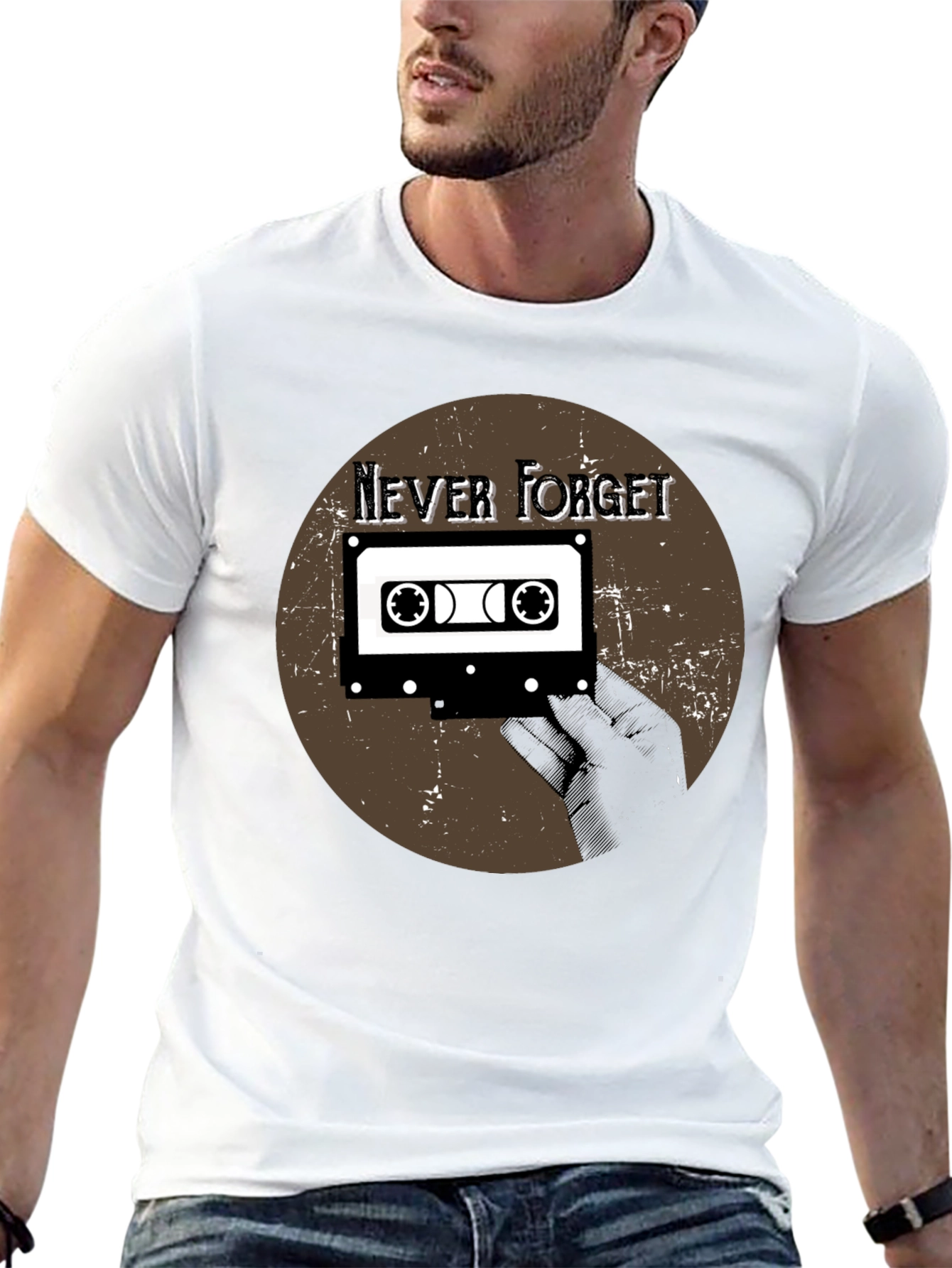 Retro Cassette Tape Graphic Tee - Never Forget