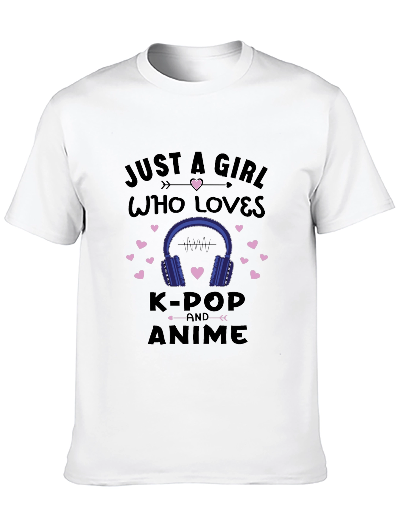 K-Pop & Anime Girls Black Graphic T-Shirt