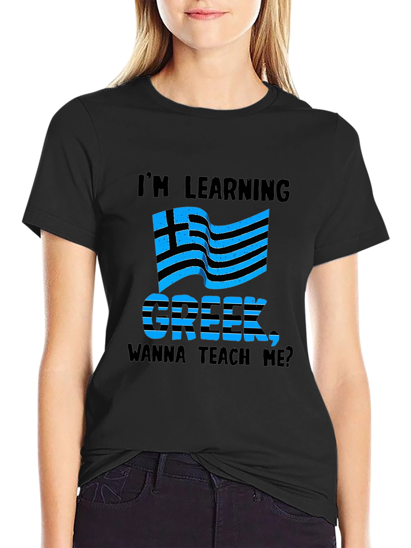 Im Learning Greek T-Shirt Funny Novelty Tee