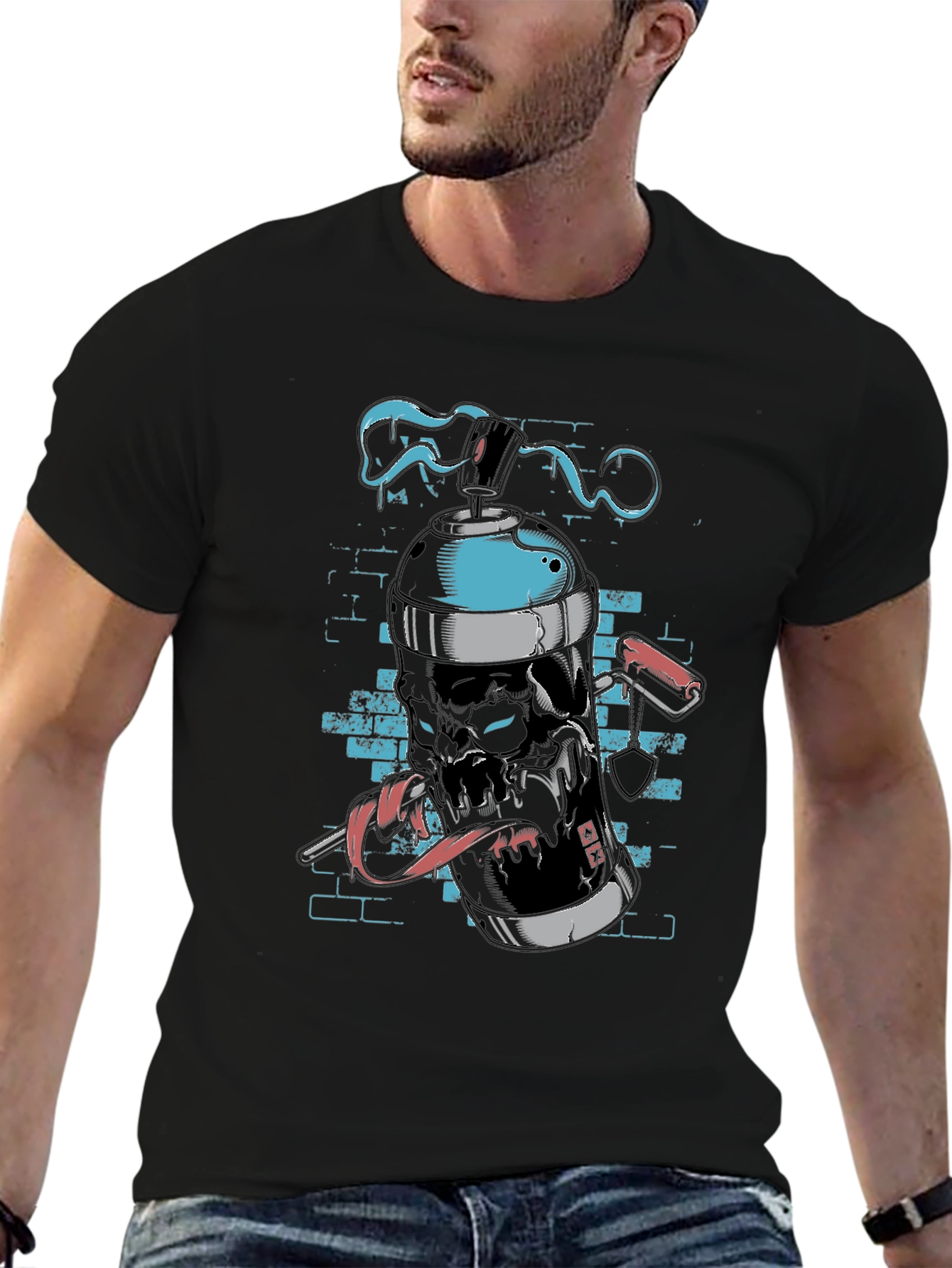 Skull Spray Paint Graphic Tee - Edgy Streetwear