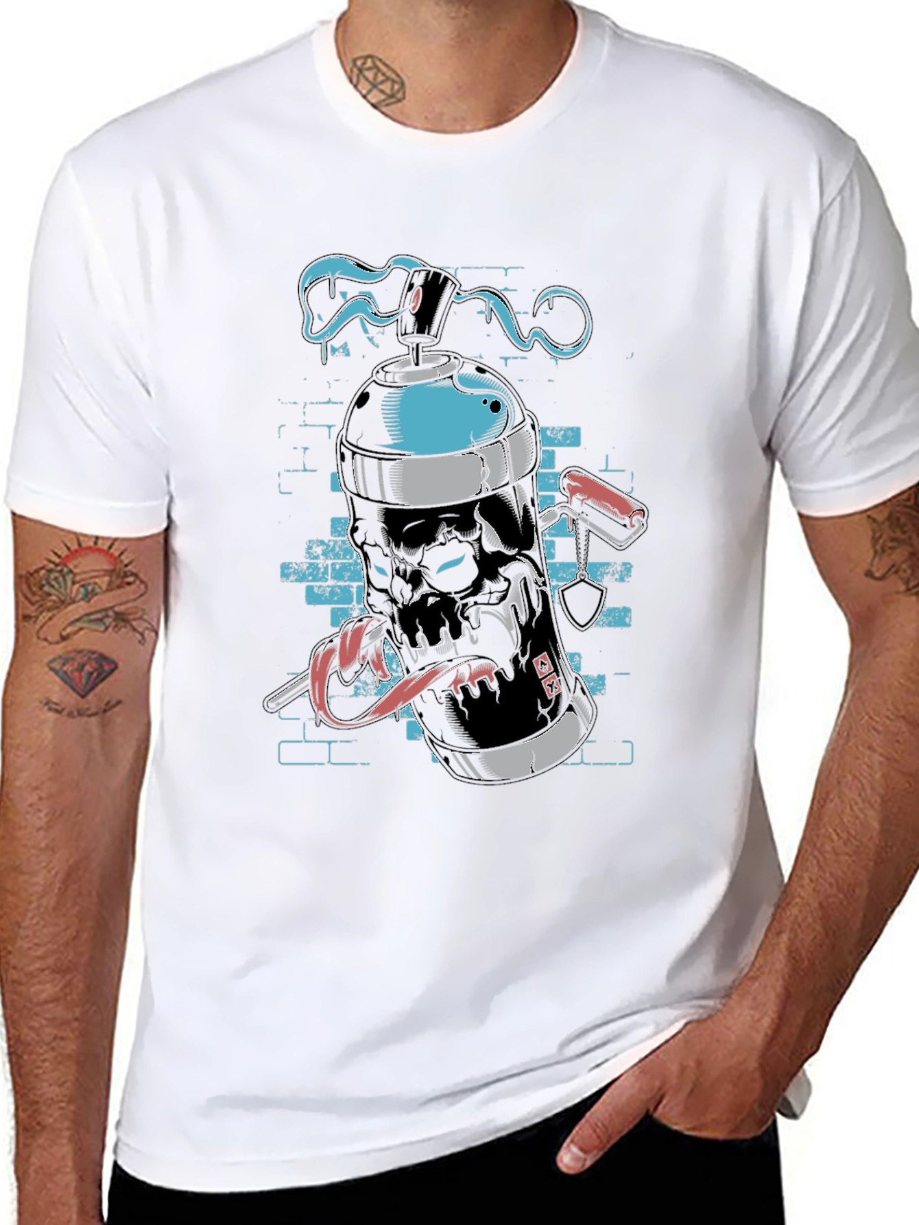 Skull Spray Paint Graphic Tee - Edgy Streetwear