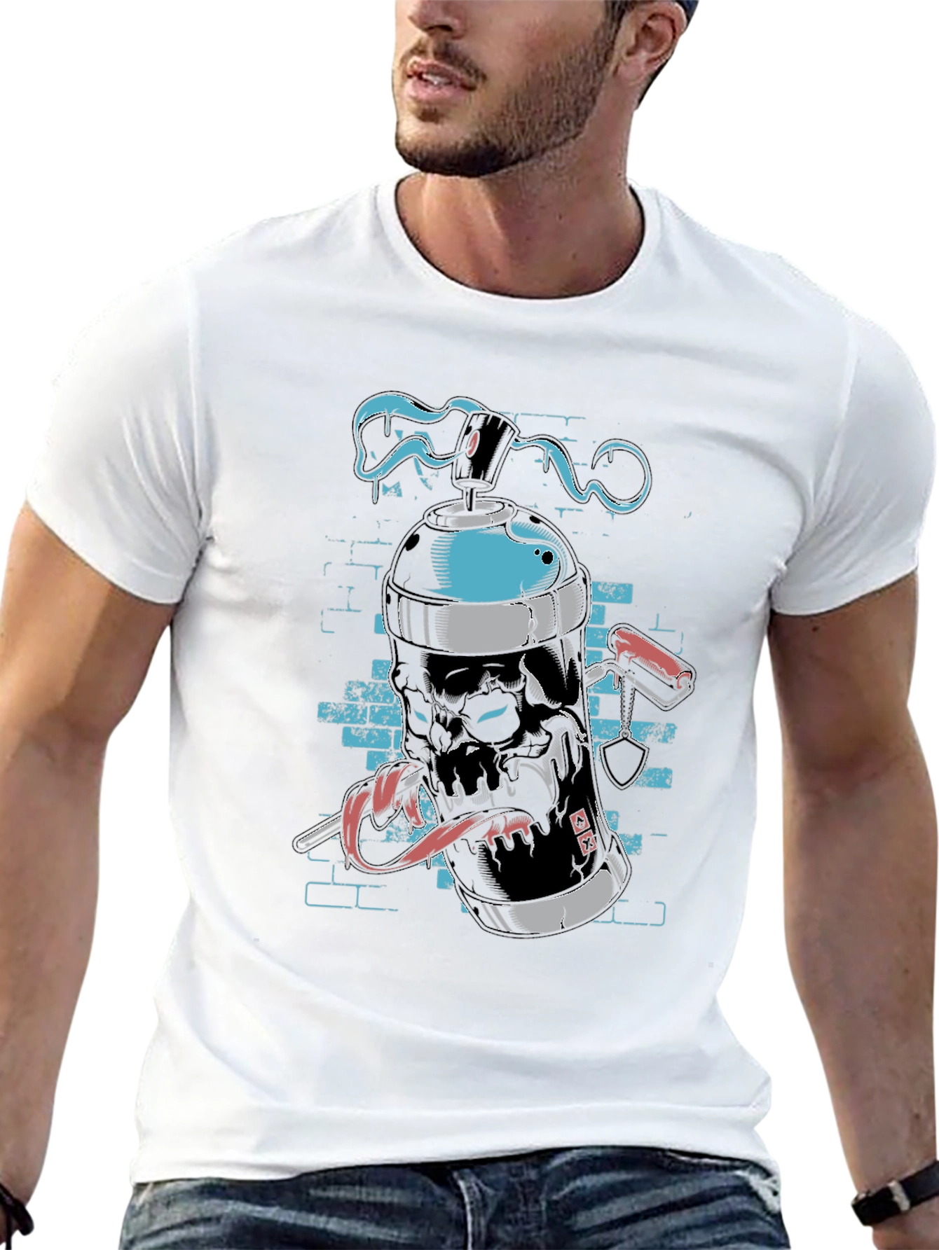 Skull Spray Paint Graphic Tee - Edgy Streetwear