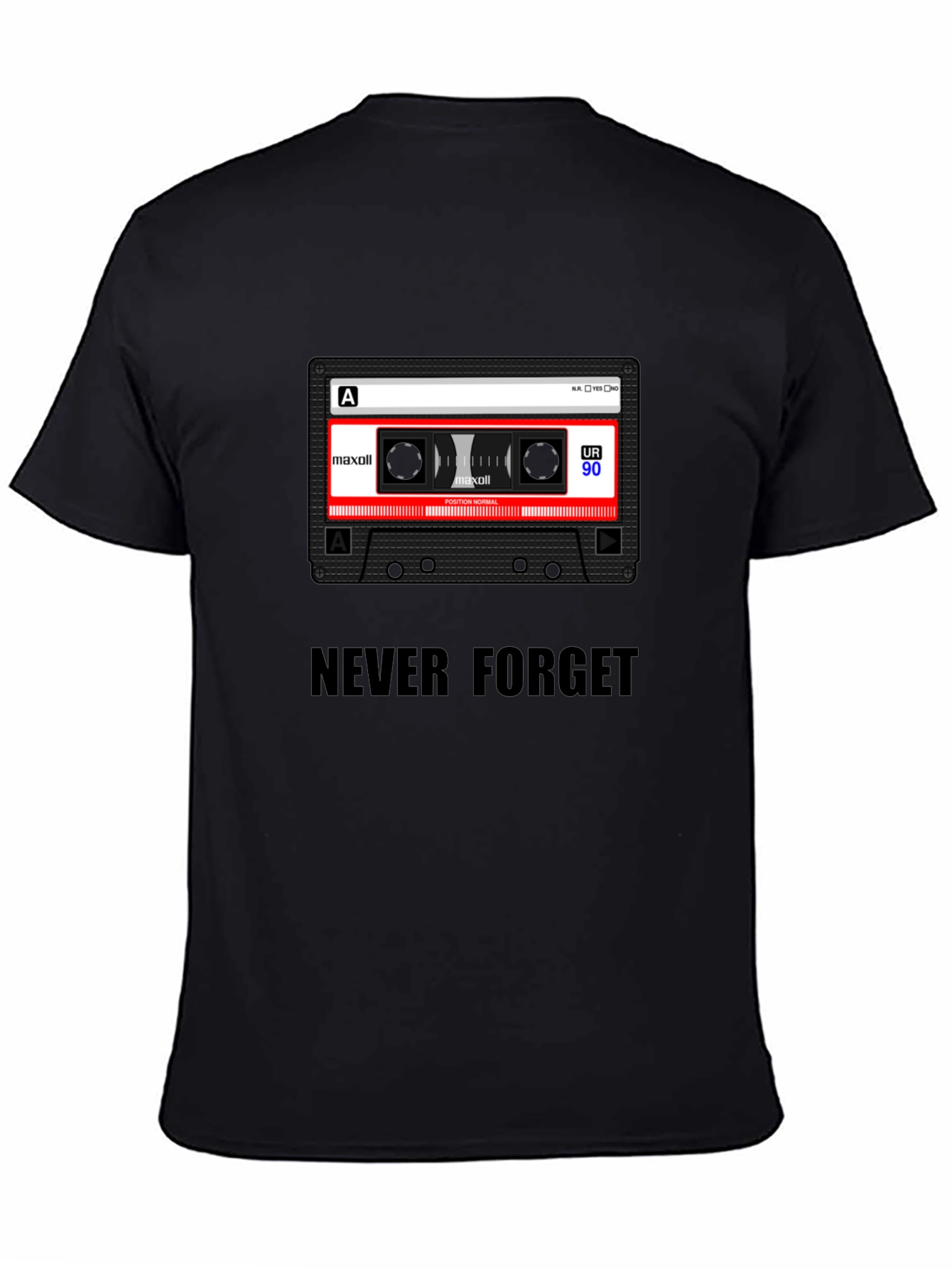 Never Forget Cassette Tape Black T-Shirt