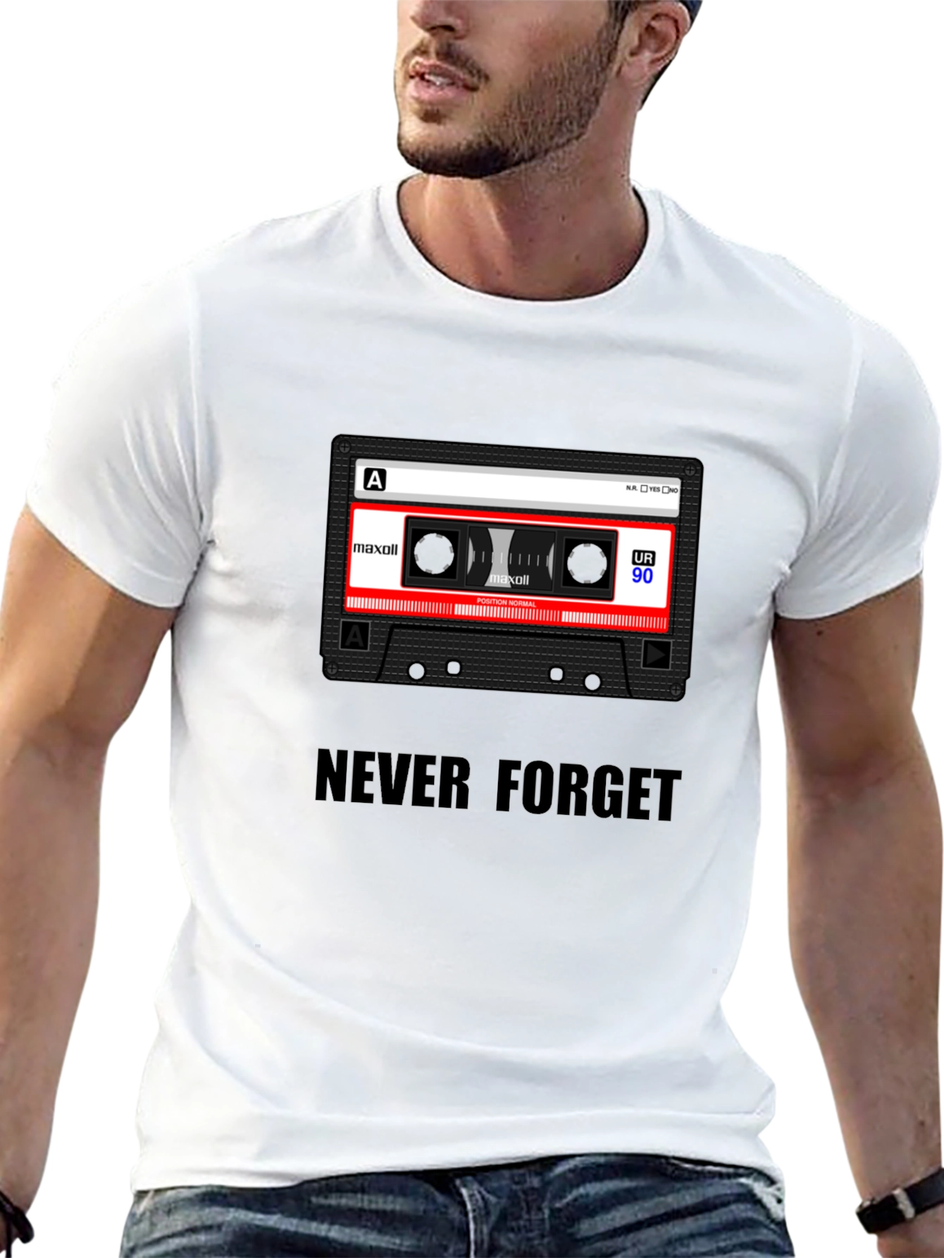 Never Forget Cassette Tape Black T-Shirt