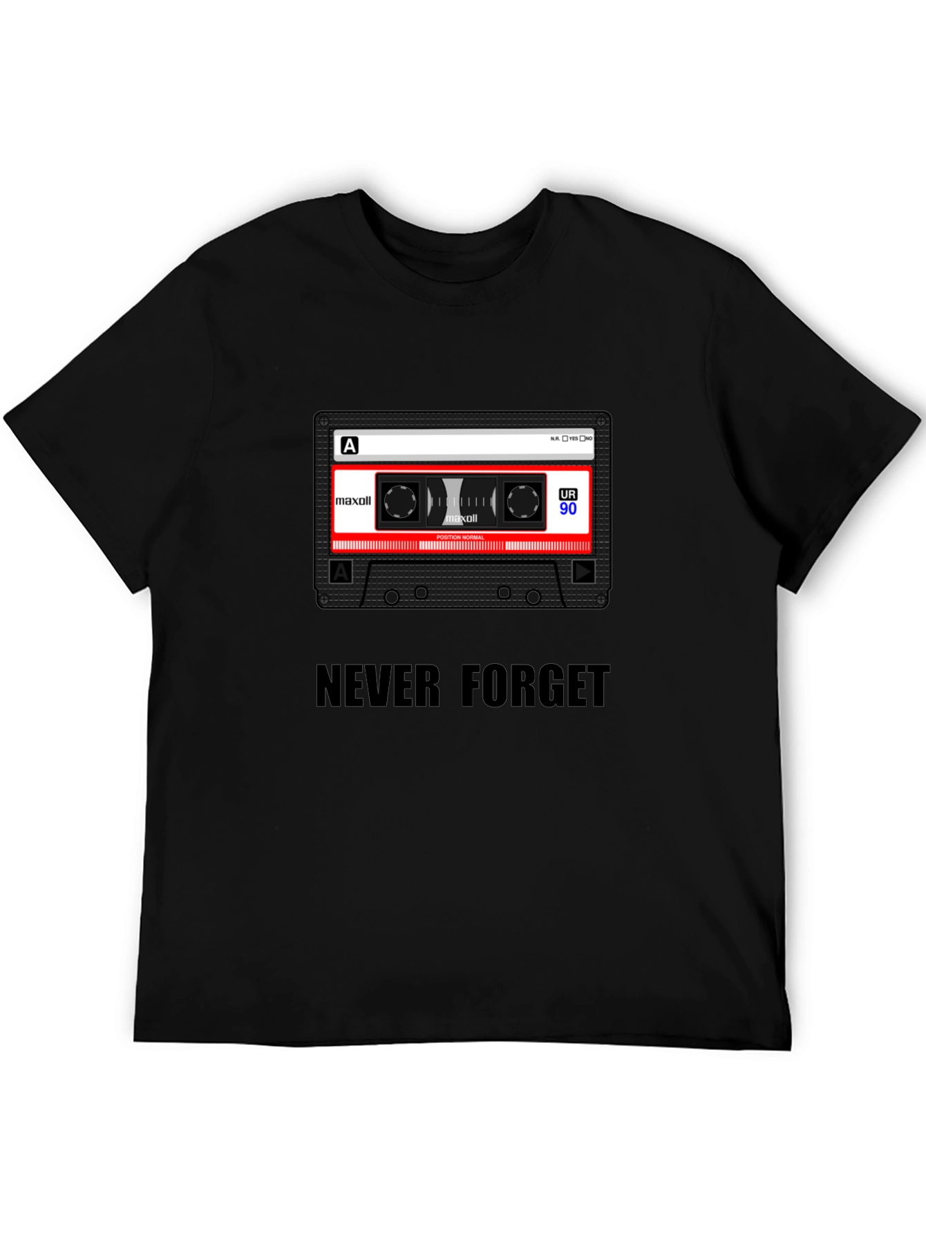 Never Forget Cassette Tape Black T-Shirt