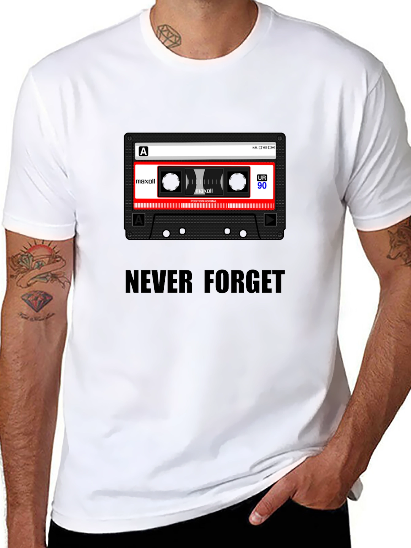 Never Forget Cassette Tape Black T-Shirt