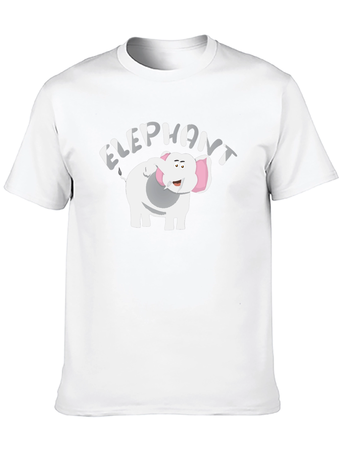 Cartoon Elephant Graphic T-Shirt - Black