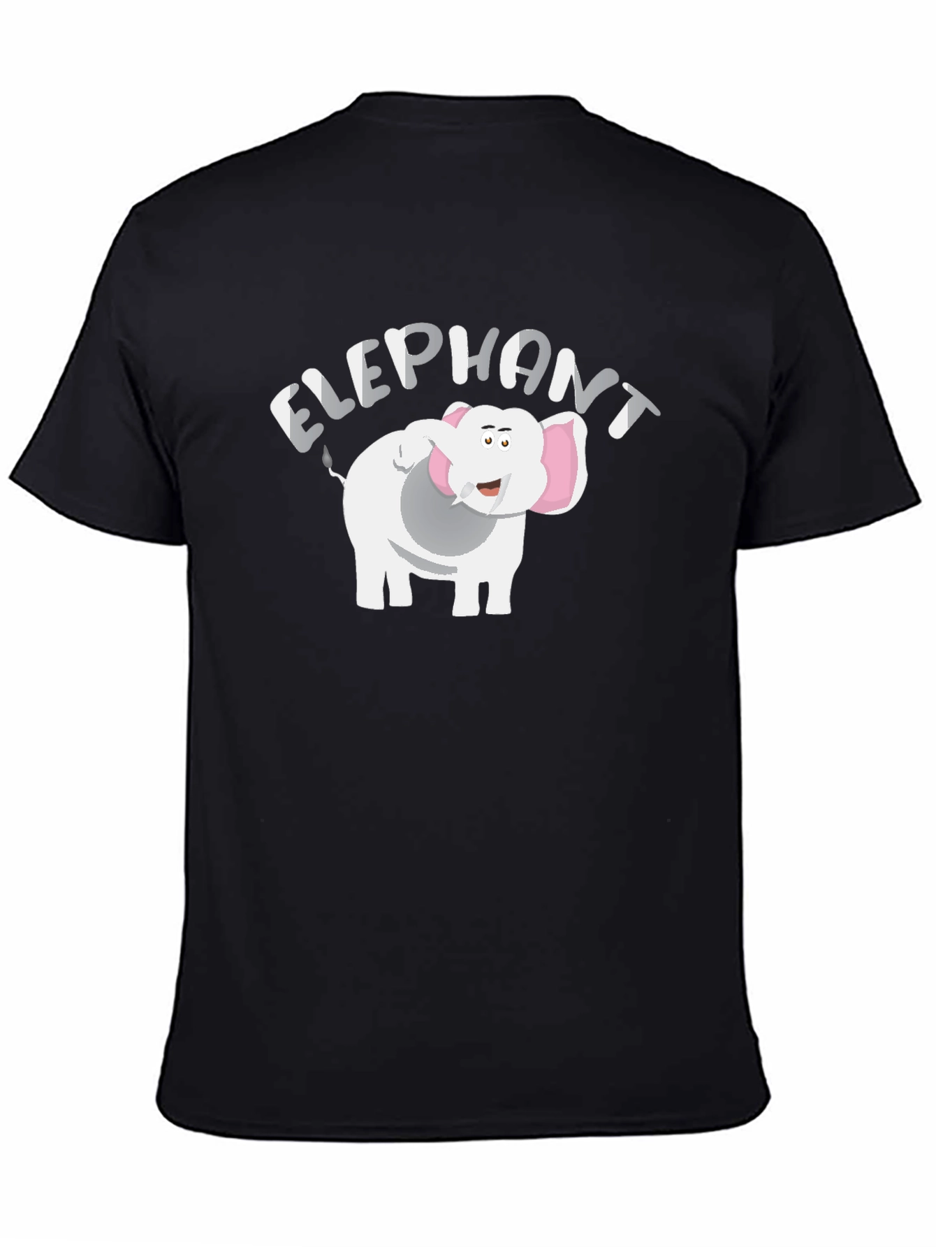 Cartoon Elephant Graphic T-Shirt - Black