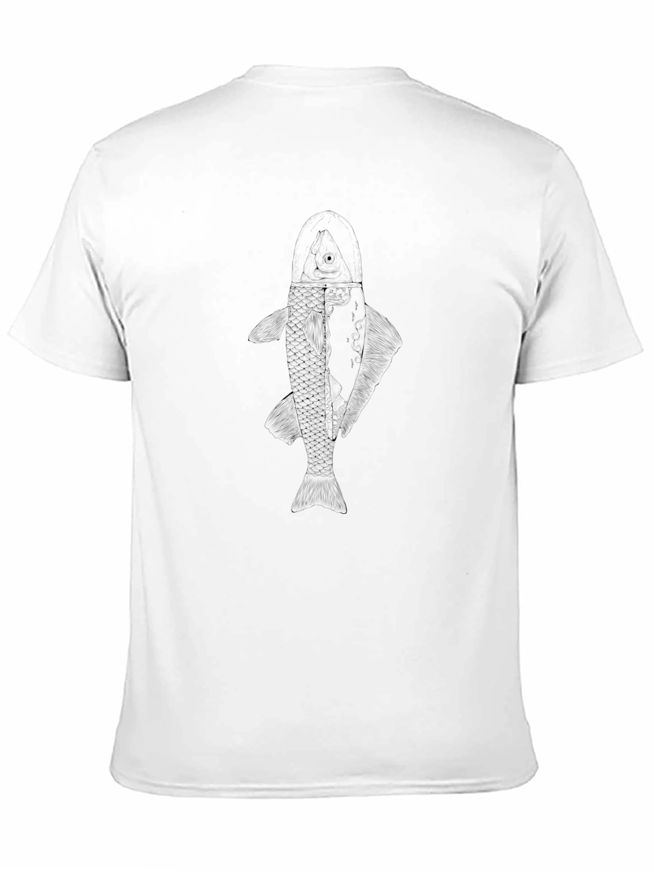 Mens Black T-Shirt with Subtle Fish Graphic