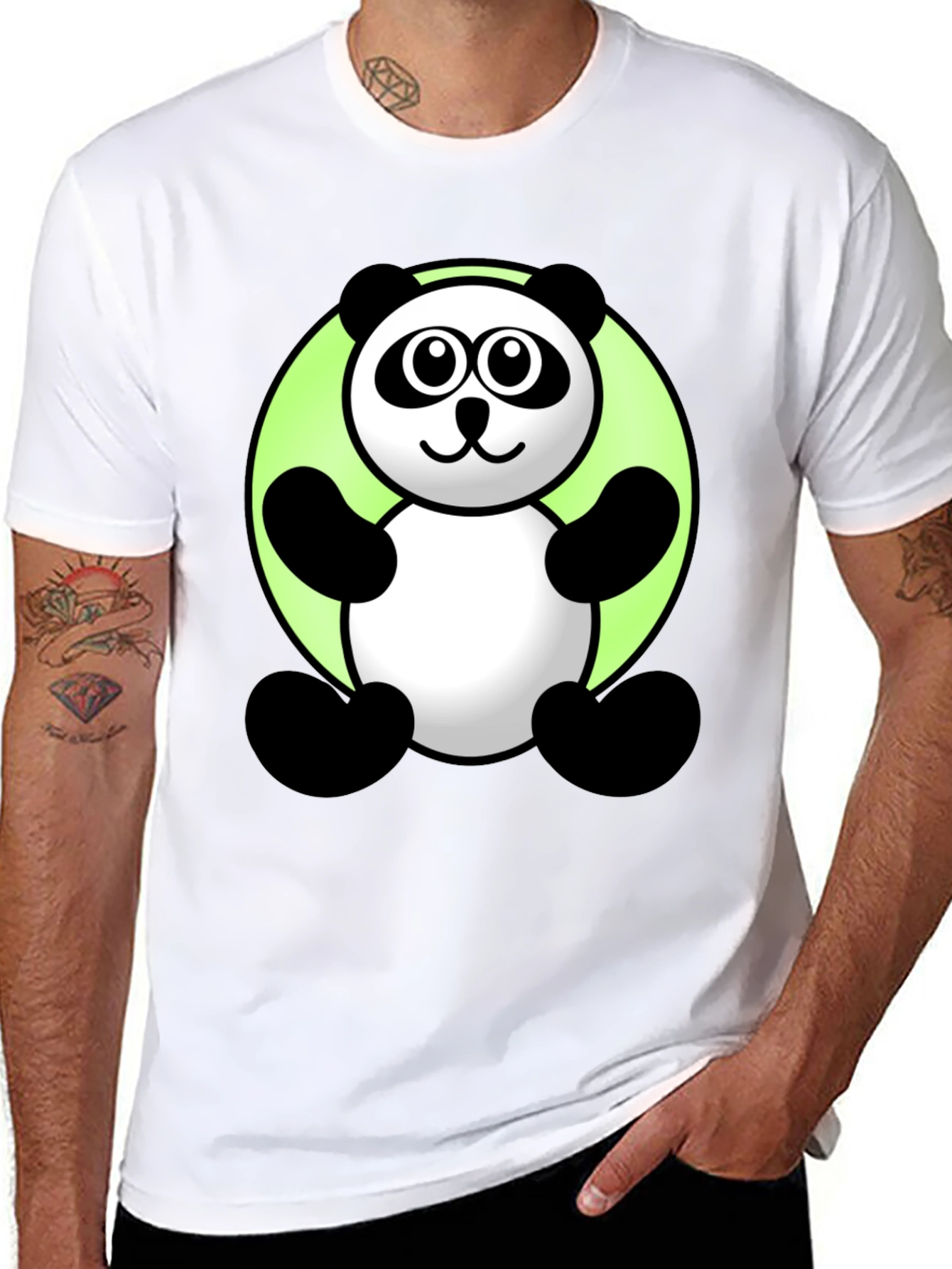 Cute Cartoon Panda Graphic Tee - Black T-Shirt