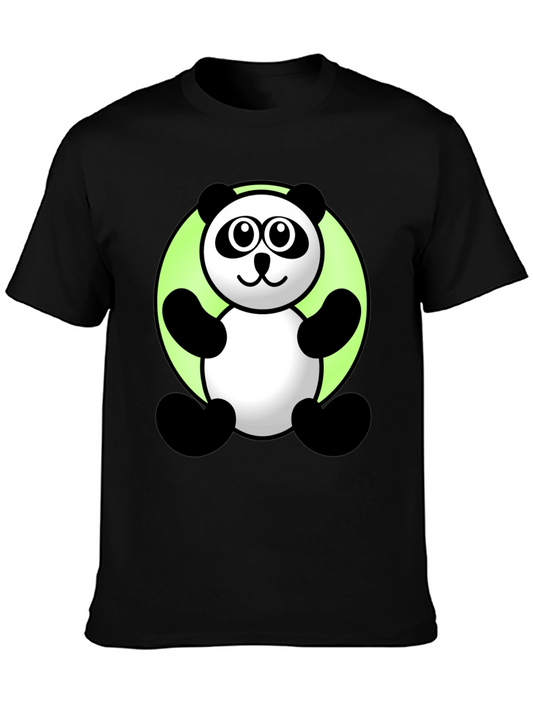 Cute Cartoon Panda Graphic Tee - Black T-Shirt