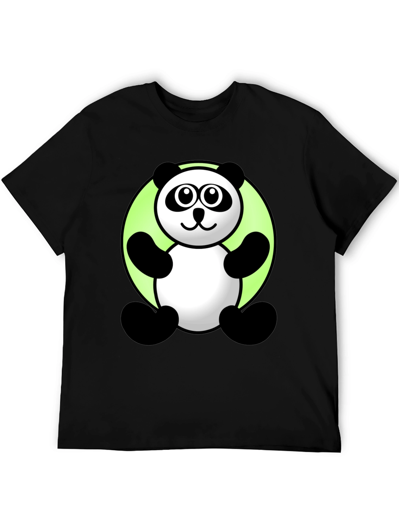 Cute Cartoon Panda Graphic Tee - Black T-Shirt