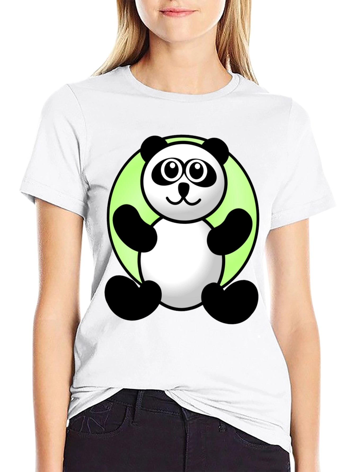 Cute Cartoon Panda Graphic Tee - Black T-Shirt