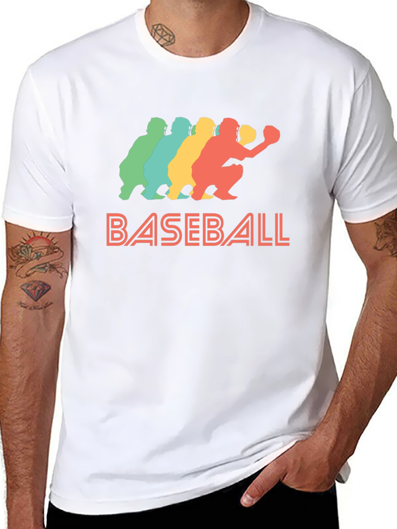 Retro Baseball Catcher Graphic Tee